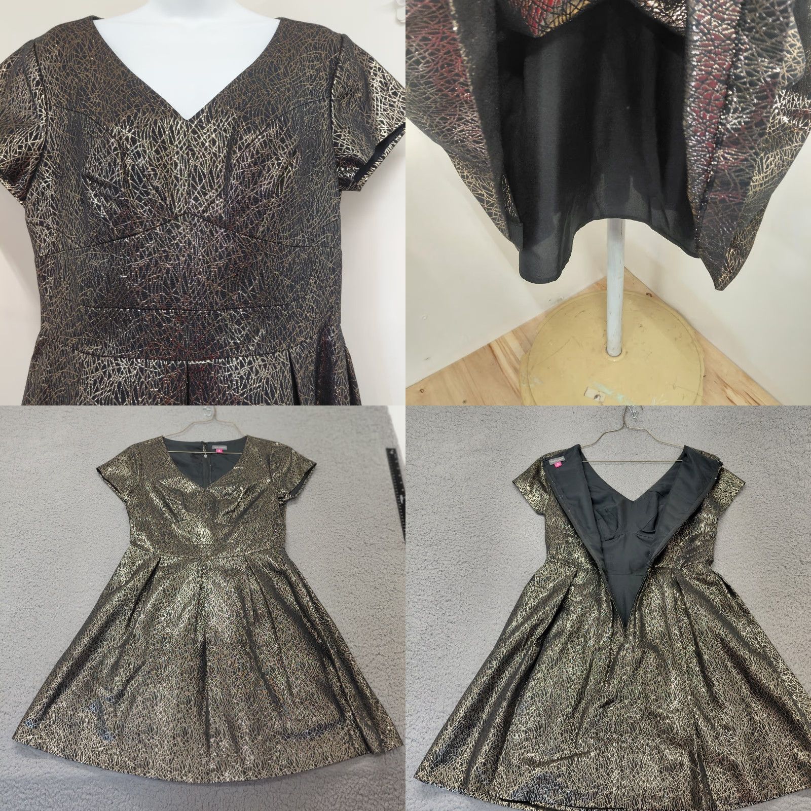 Vince Camuto Vince Camuto Dress Sz 10 Black Gold Cocktail Party Formal Knee Length Ful Skirt Size 32" / US 10 / IT 46 - 8 Thumbnail