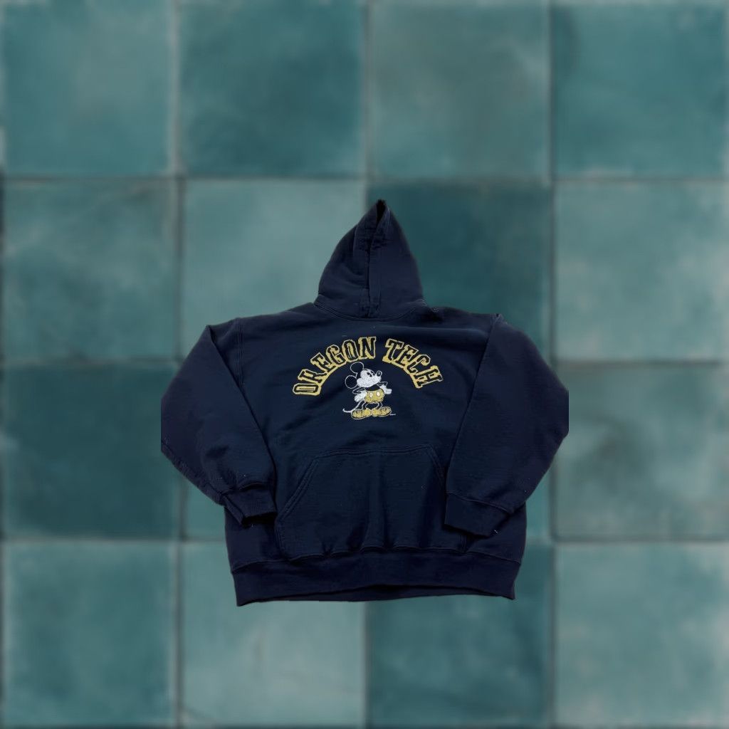 Disney Disney Hoodies Oregon Tech Mickey Mouse College Pullover Sweatshirt Mens Large Navy Blue Shirt Size US L / EU 52-54 / 3 - 1 Thumbnail