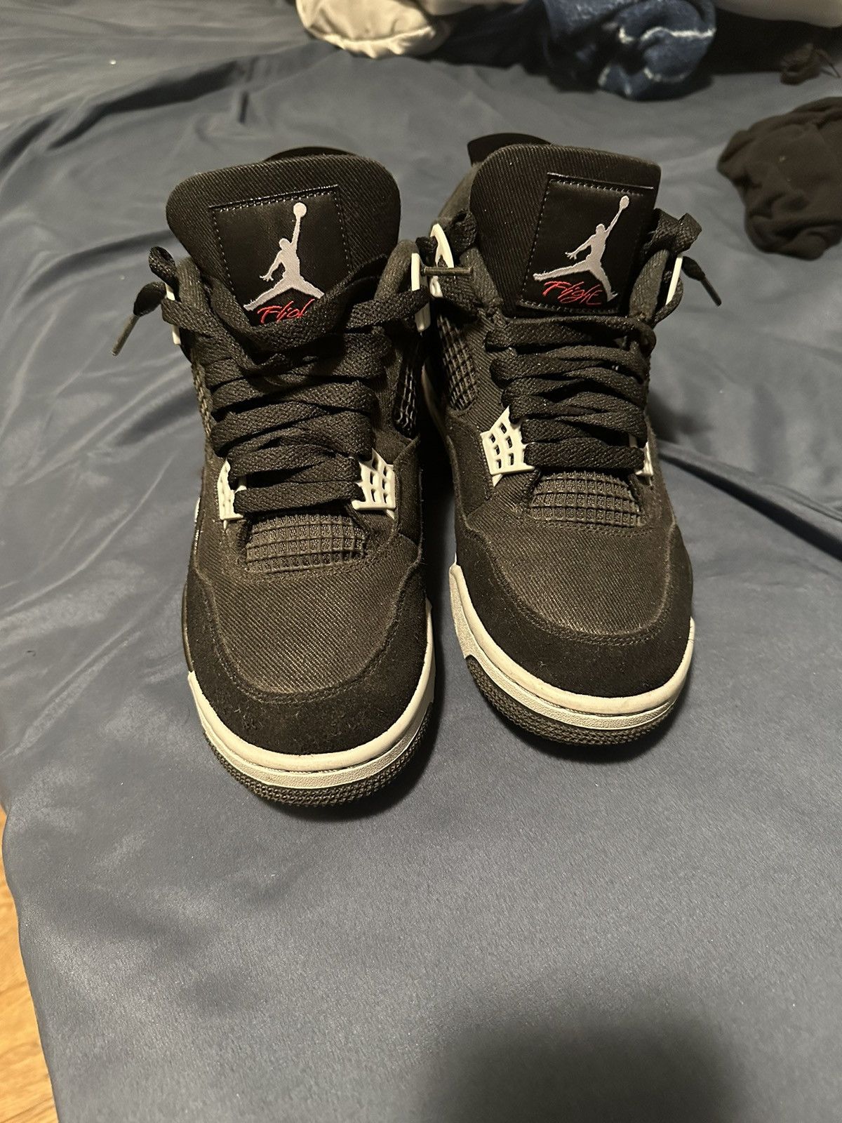 image of Jordan Nike Jordan 4 Black Canvas Shoes, Men's (Size 8.5)