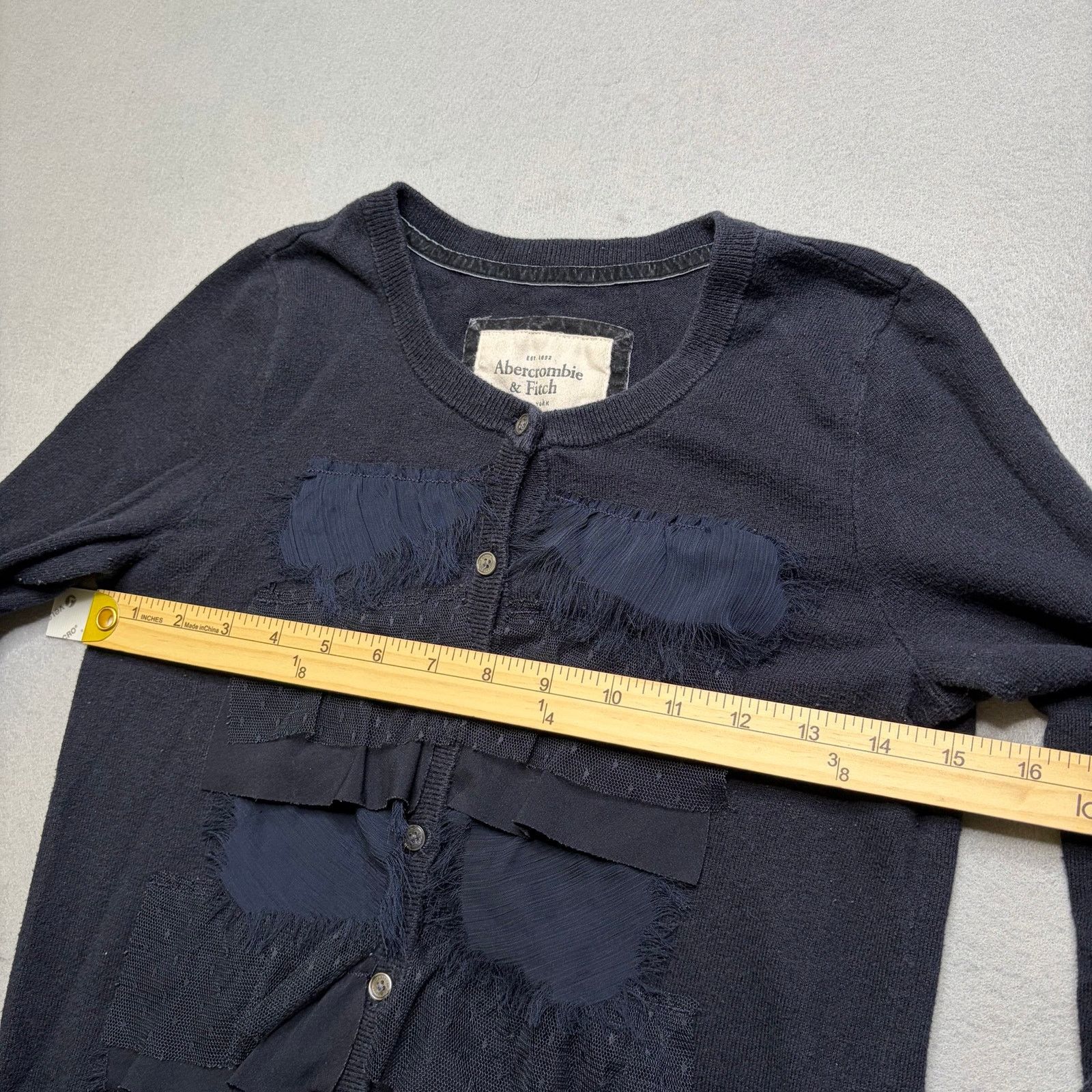 Abercrombie & Fitch Abercrombie & Fitch Cardigan Womens Blue Ruffle Y2K Vintage Size M / US 6-8 / IT 42-44 - 6 Thumbnail