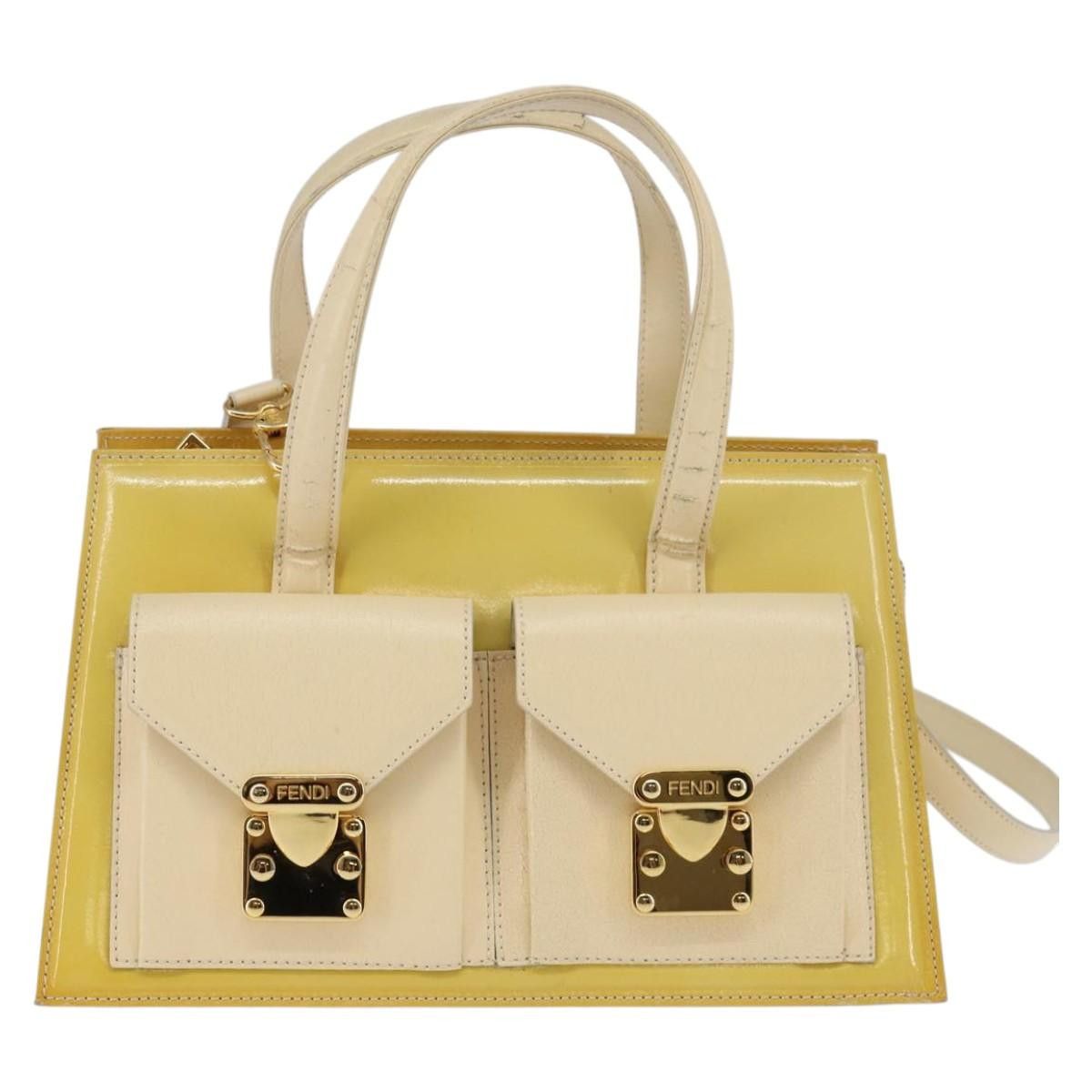 Fendi FENDI Hand Bag Patent Leather Yellow Gold Size ONE SIZE - 2 Thumbnail