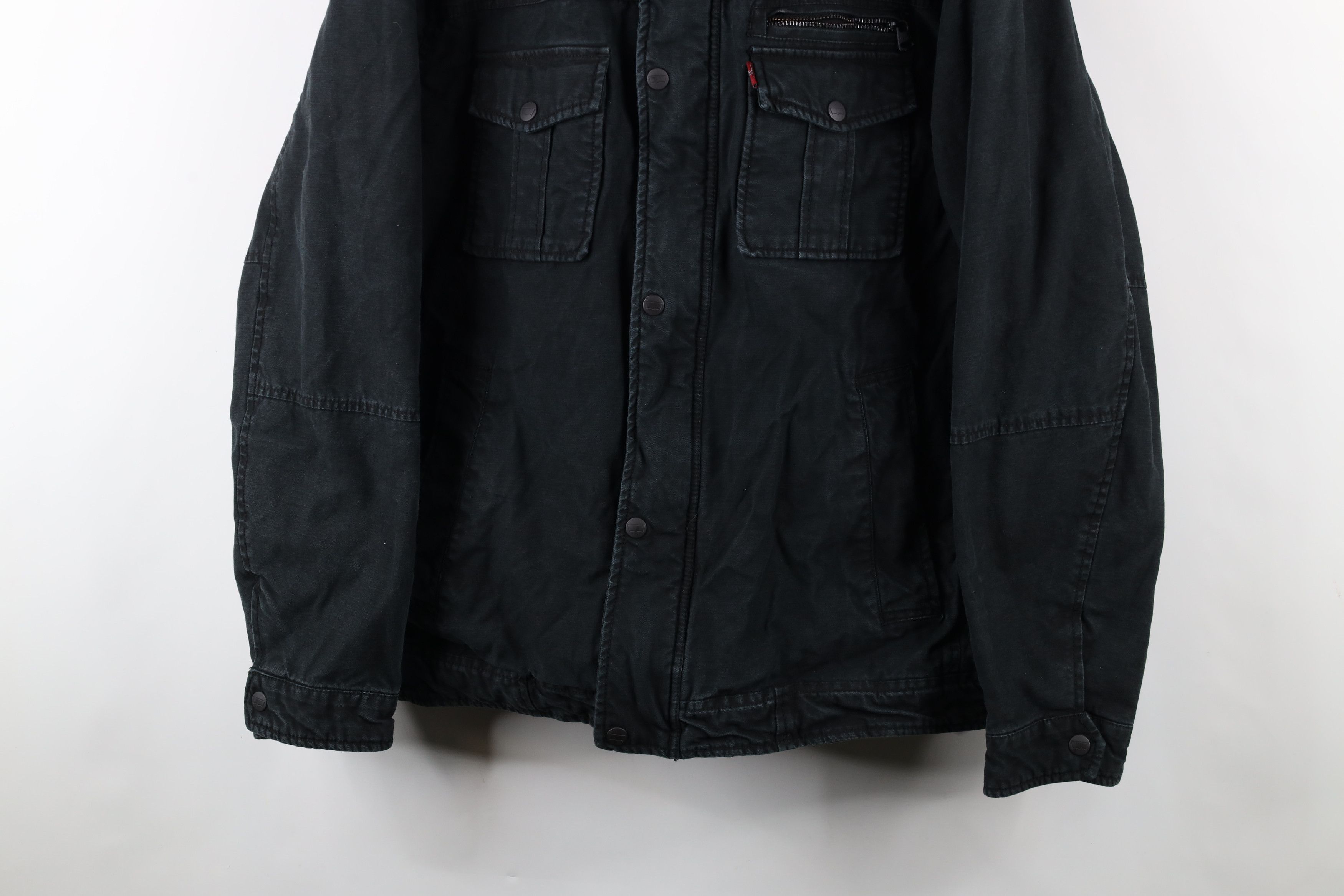 Levi's × Vintage Vintage Y2K Levis Full Zip Military Style Field Jacket Size US XL / EU 56 / 4 - 3 Thumbnail