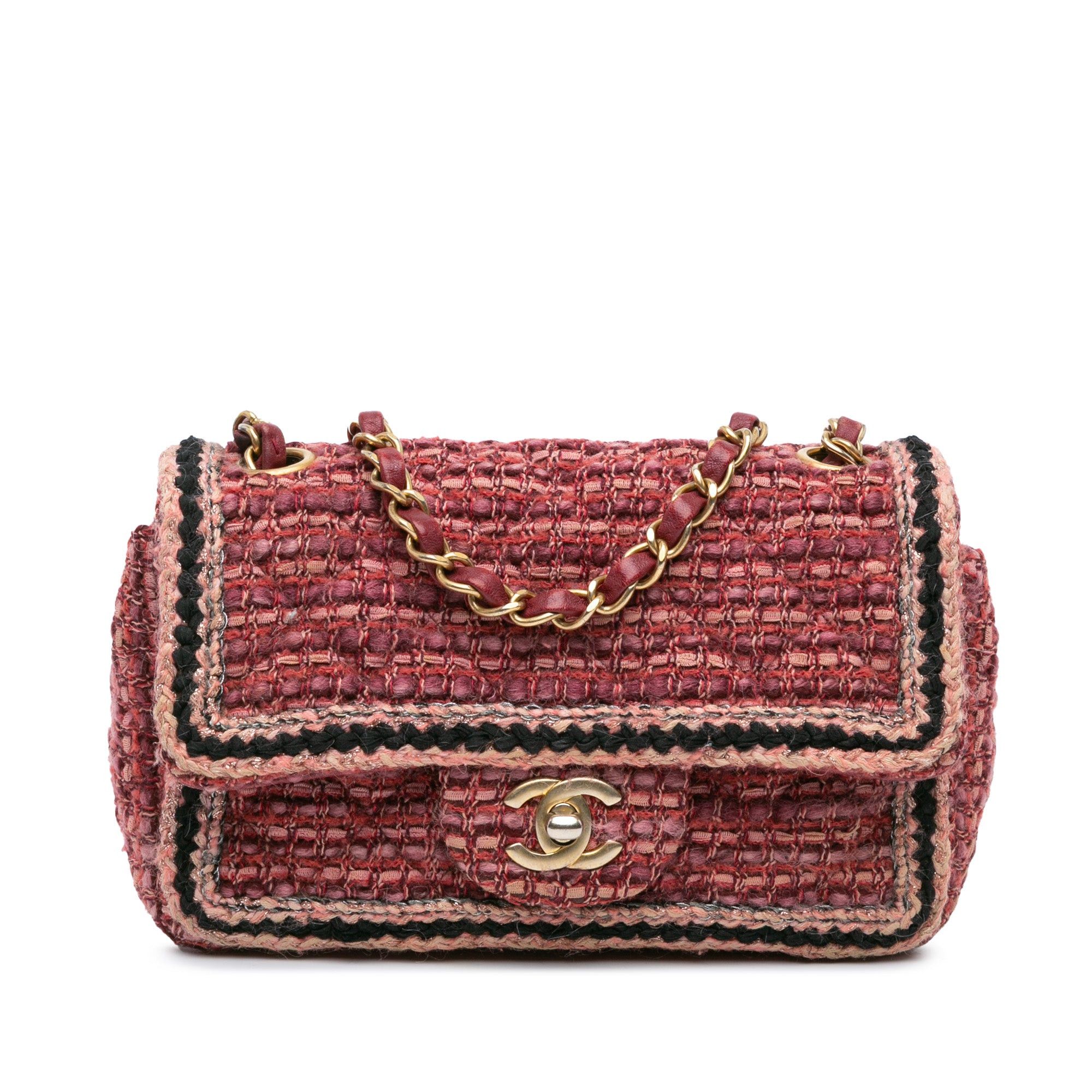 Chanel Chanel Mini Braided Classic Tweed Single Flap Bag Red Size ONE SIZE - 1 Thumbnail