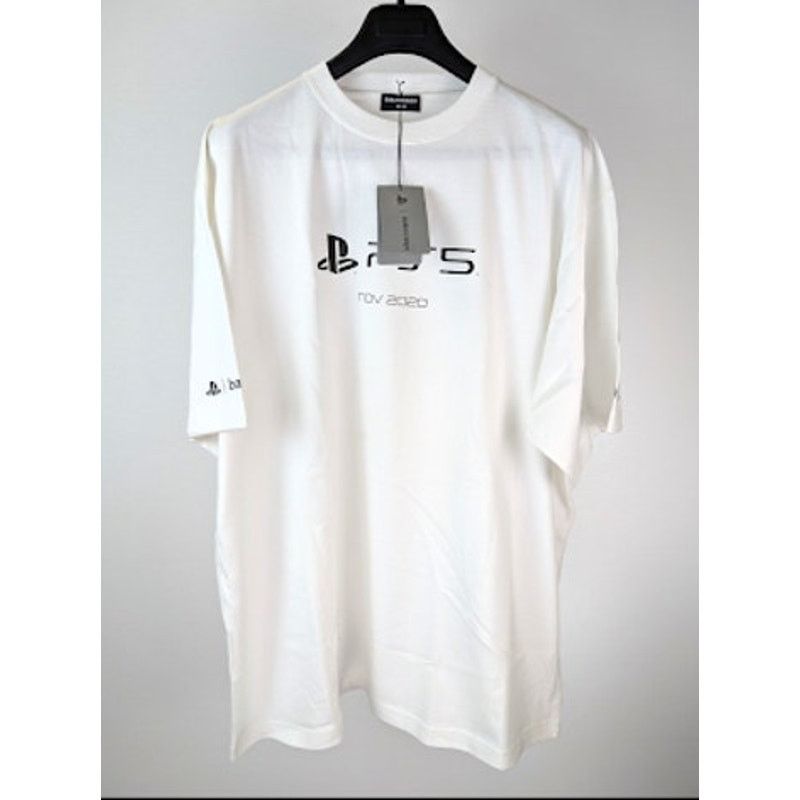 Balenciaga × Playstation o1rshd1 5 Boxy Logo T-Shirt in White / Black Size US XL / EU 56 / 4 - 8 Thumbnail