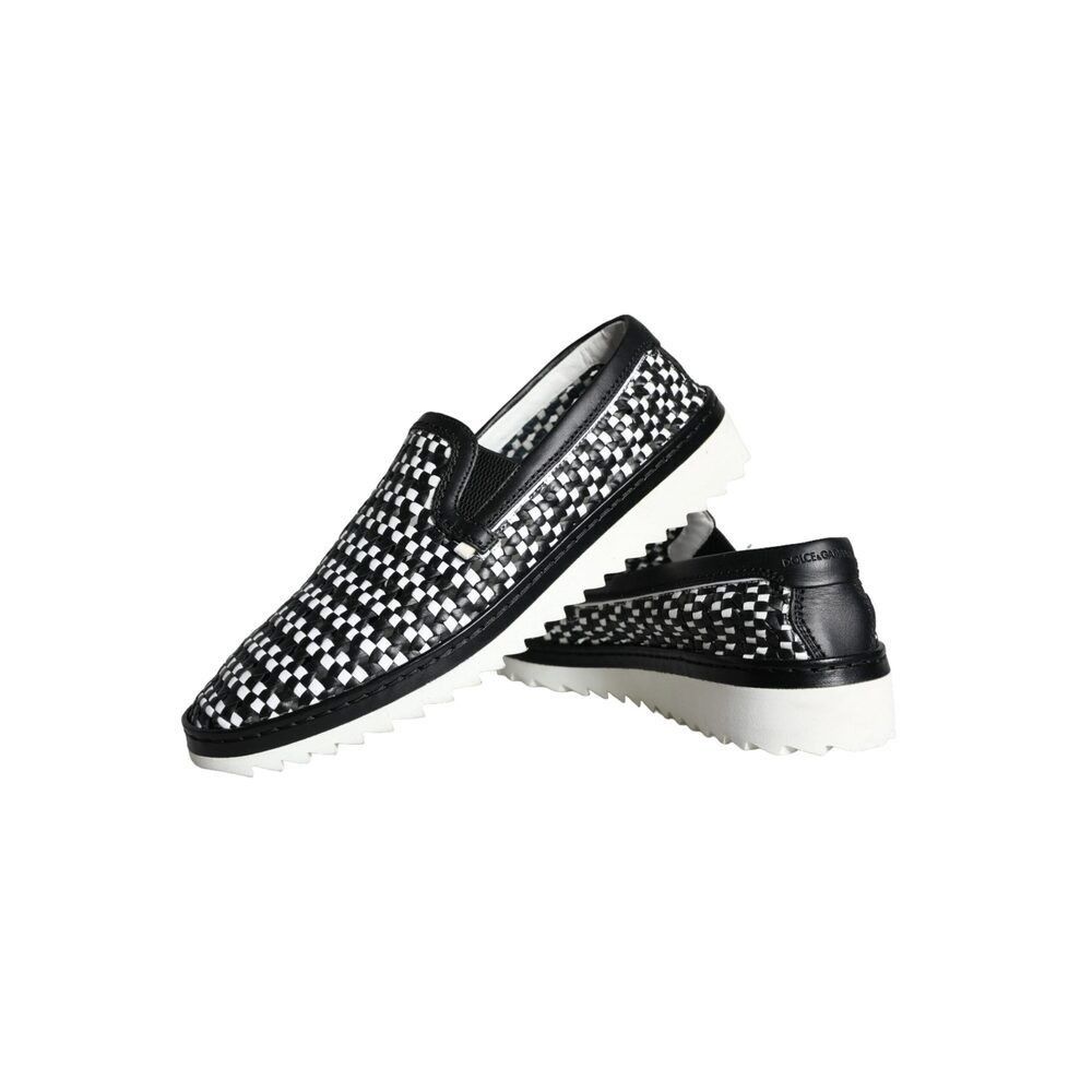 Dolce & Gabbana Dolce & Gabbana Black White Weaved Slip On Men Loafers Shoes Size US 8 / EU 41 - 8 Thumbnail