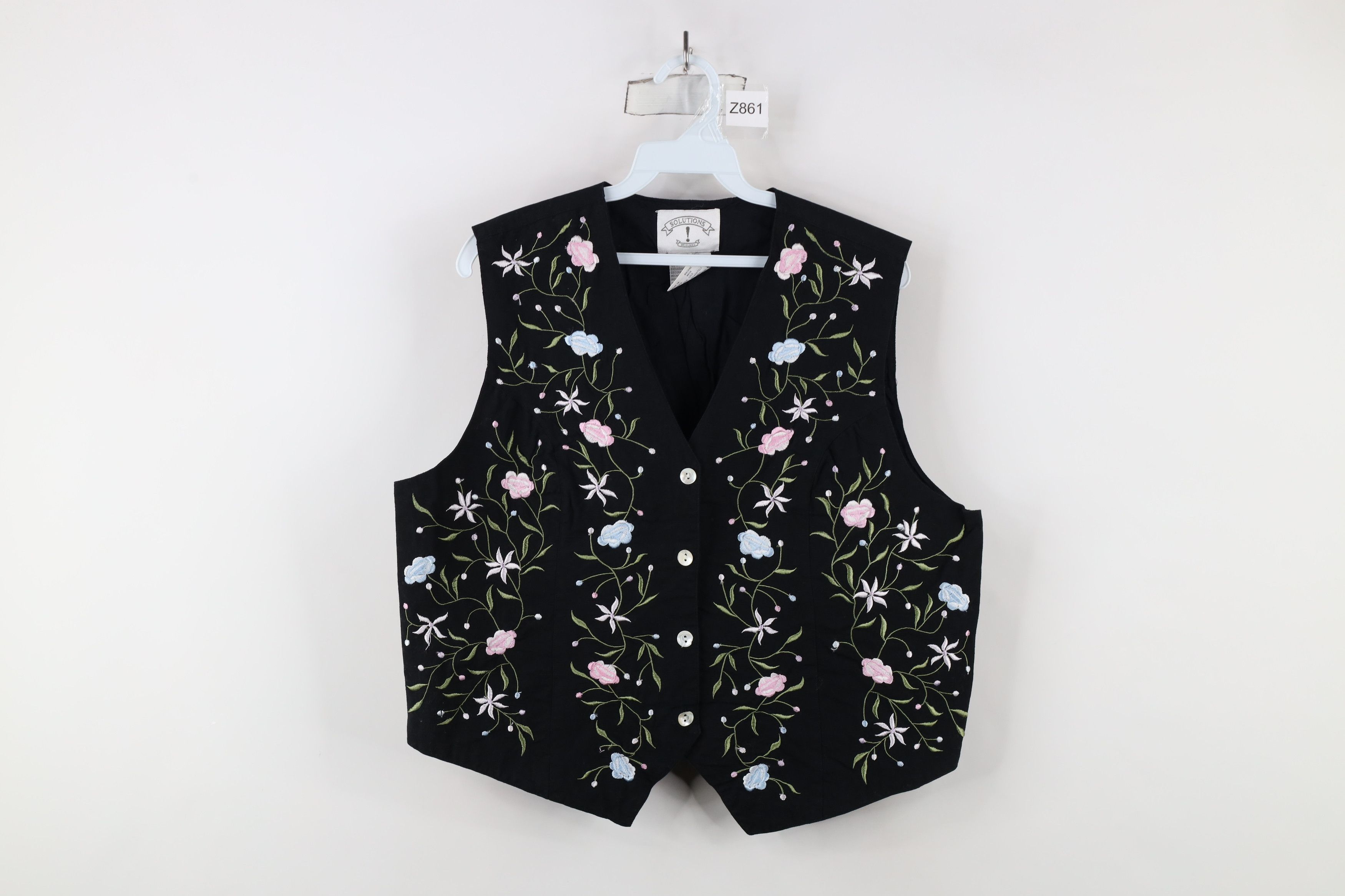Vintage Vintage 90s Streetwear Flower Floral Button Vest jacket Size L / US 10 / IT 46 - 1 Thumbnail