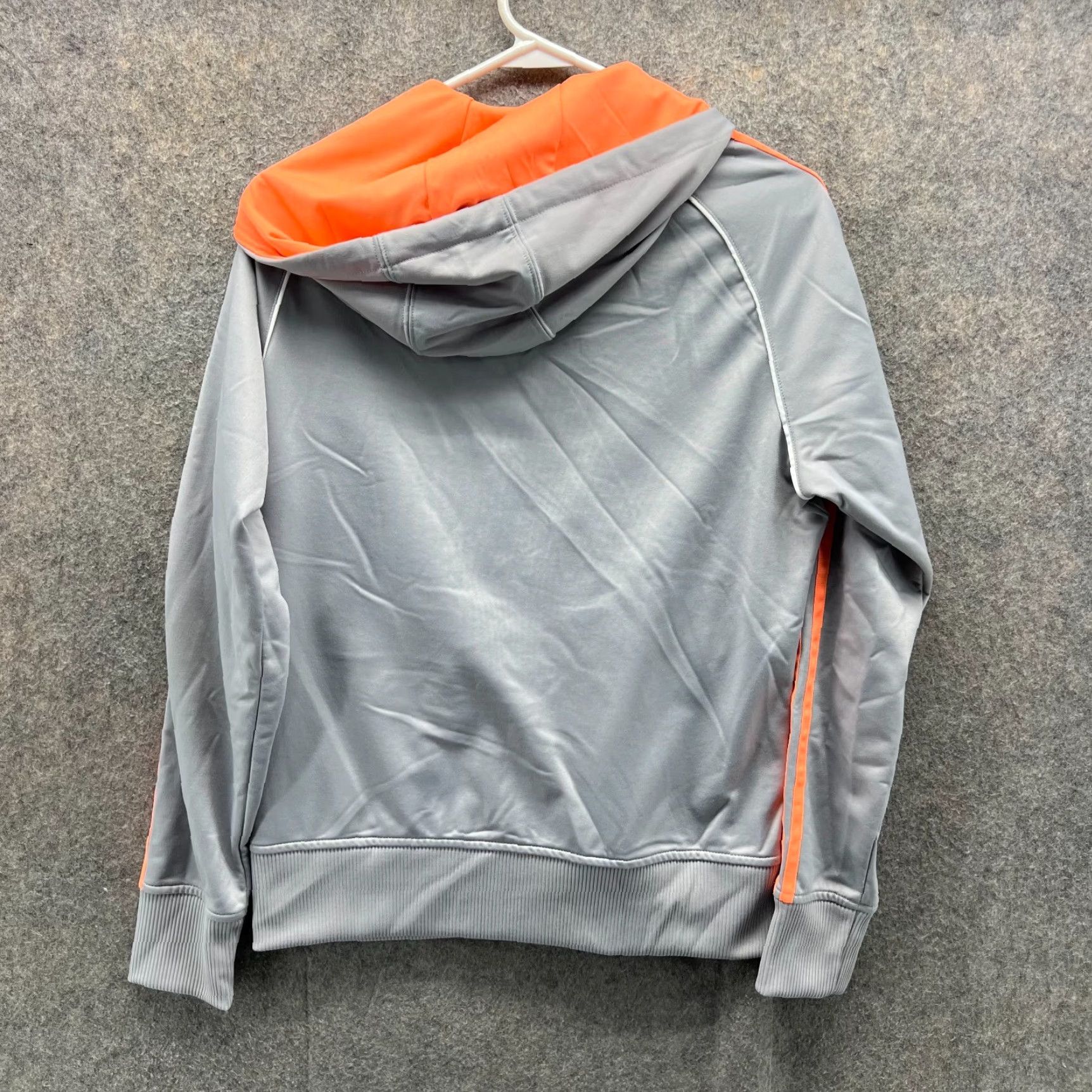 Adidas VINTAGE adidas Jacket Womens Large Gray Orange Full Zip Hooded Track 3 Stripes Womens L Gray Orange Full Zip Hoodie Track Jacket Size L / US 10 / IT 46 - 4 Thumbnail