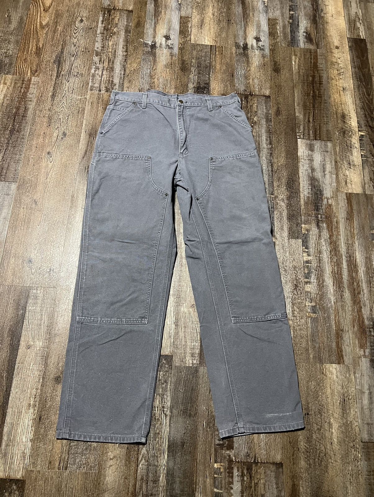 Image of Carhartt Double Knee Carpenter Pants in Grey, Men's (Size 38)