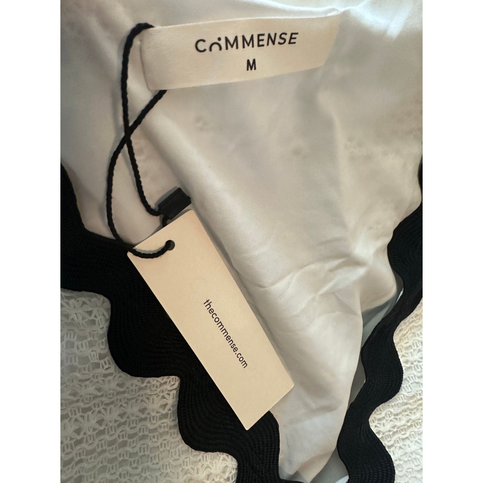 Other Commens White Contrast Trim V-Neck Tie Shorts Woven Set Size 28" / US 6 / IT 42 - 6 Thumbnail