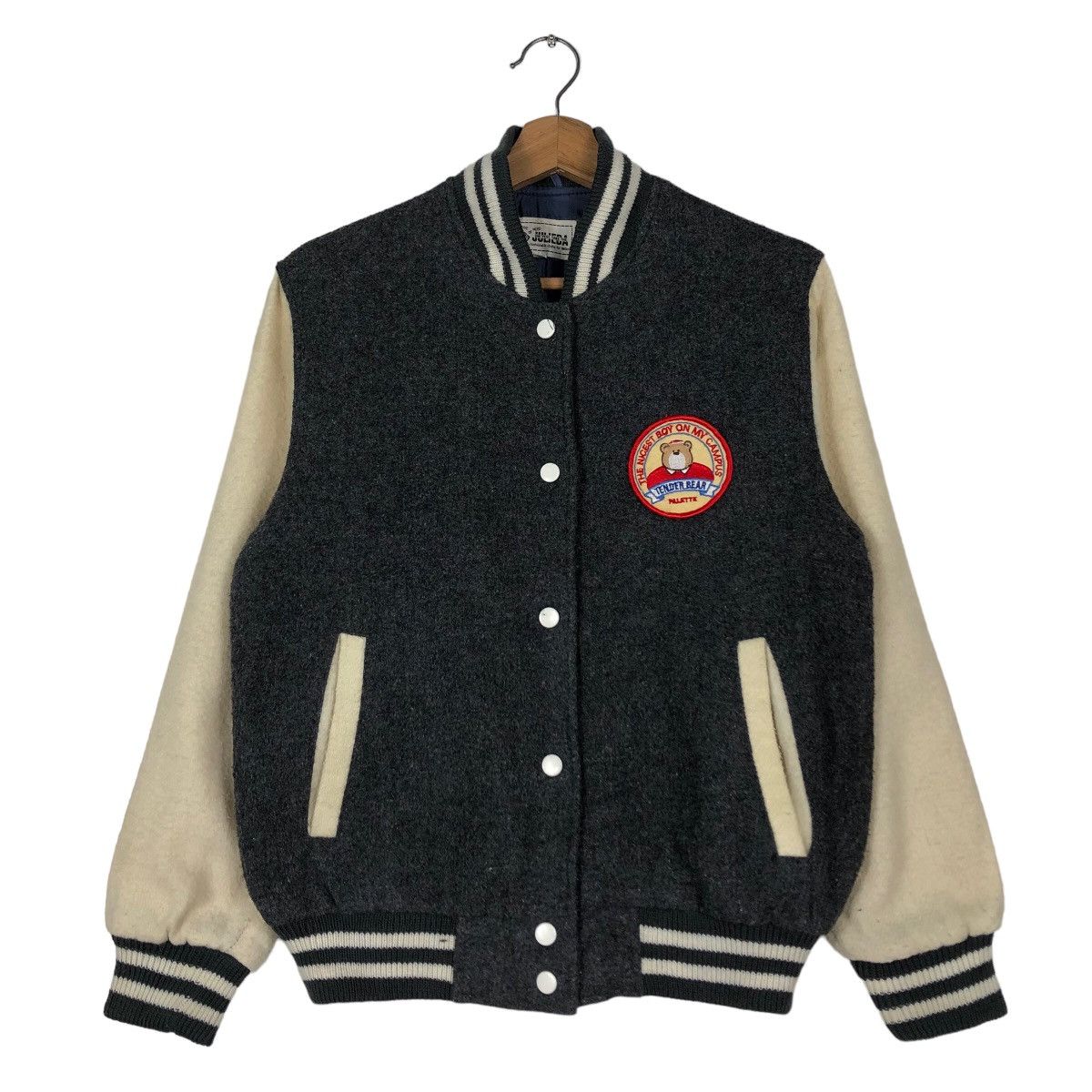Japanese Brand 🔥Vintage Wool Varsity Jacket Snap Button Big Logo Size US S / EU 44-46 / 1 - 1 Thumbnail
