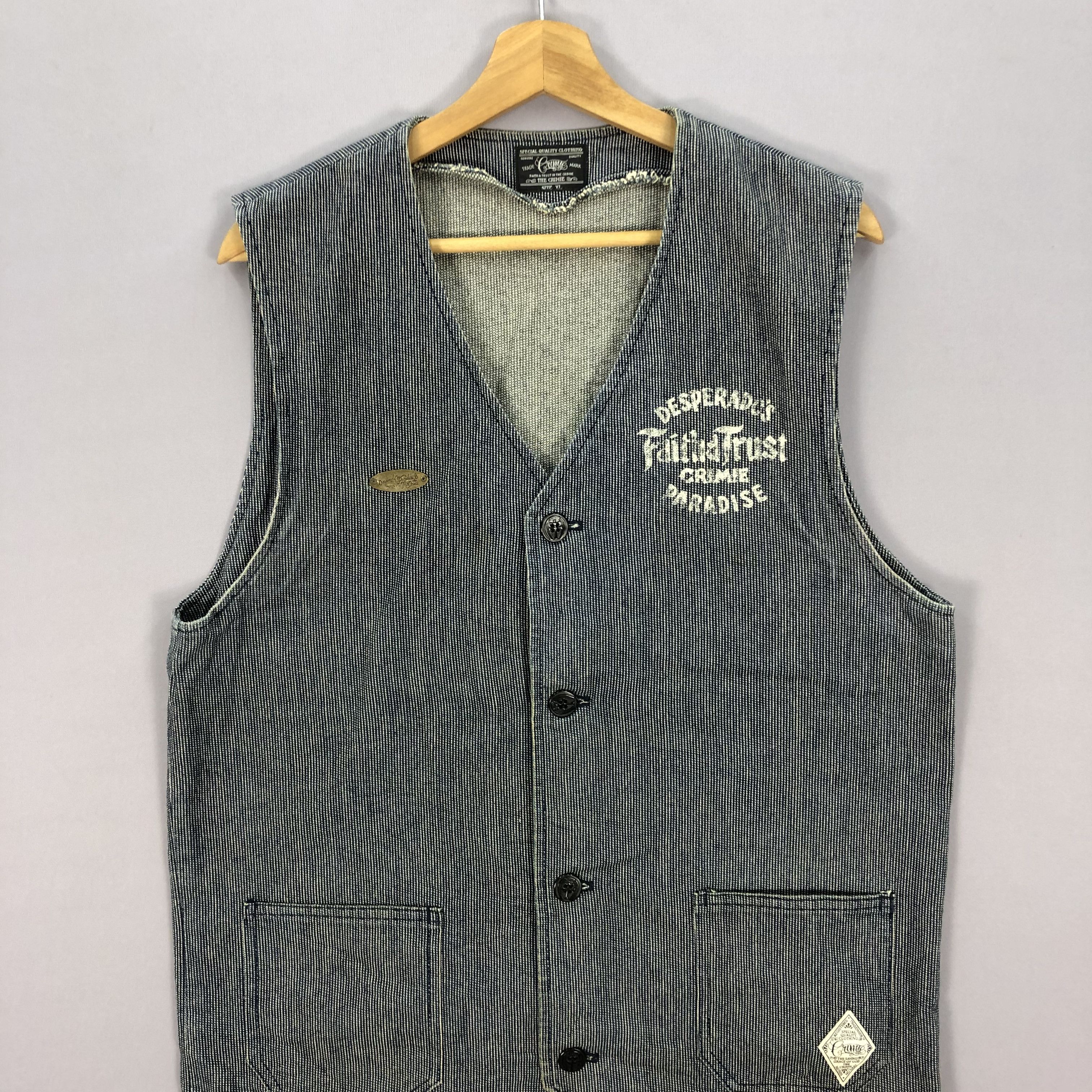 If Six Was Nine × Japanese Brand × Vintage Vintage The Crimie Hickory Vest Denim Jackets Size US M / EU 48-50 / 2 - 2 Thumbnail
