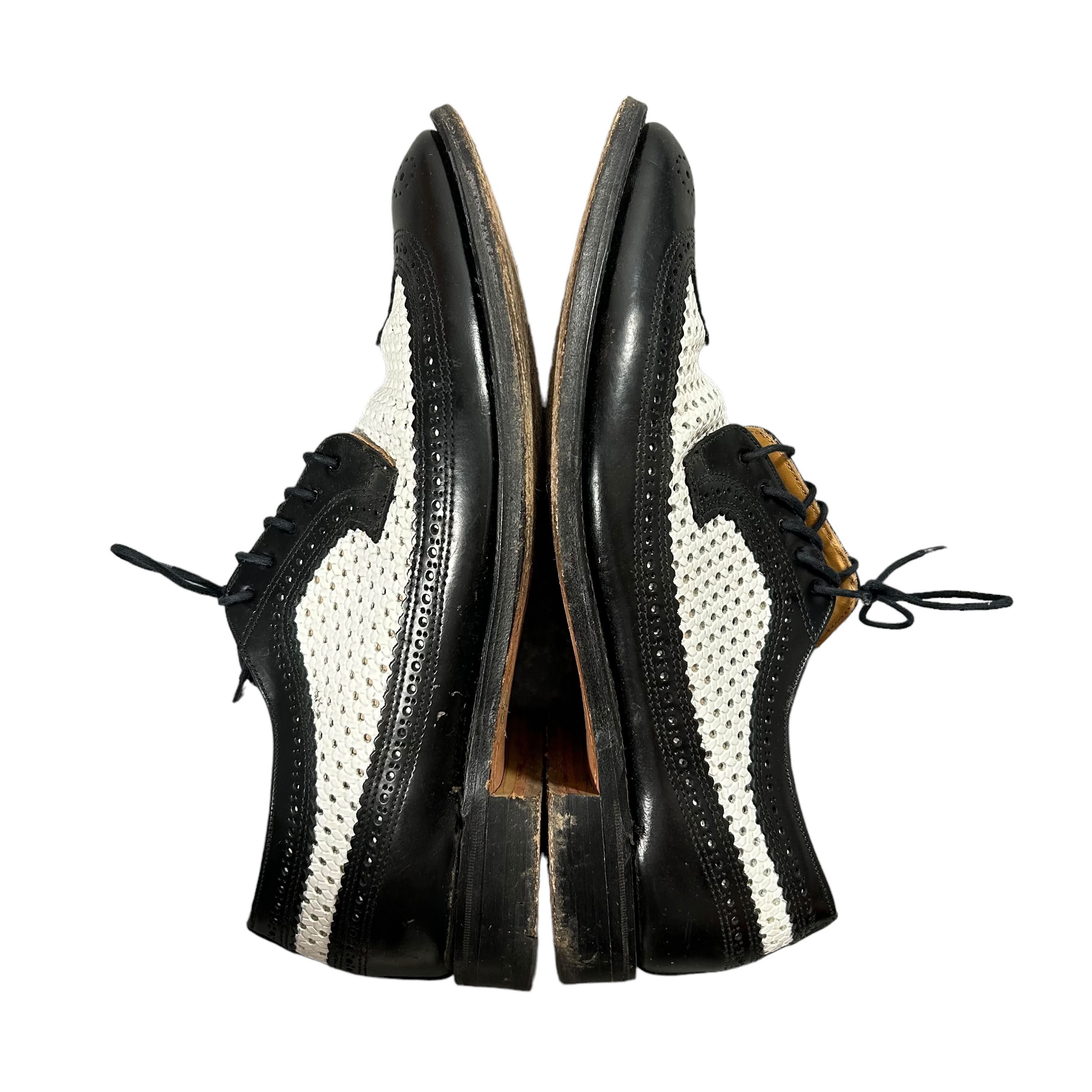 George Cox George Cox Black White Leather Brogue Derby Shoes 10 1/2 Size US 11.5 / EU 44-45 - 3 Thumbnail