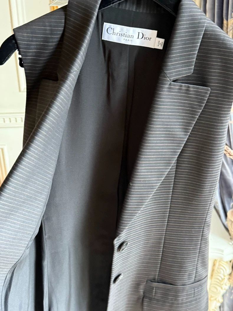 Dior Christian Dior Pinstripe Wool Vest Dress-2505 Size US 34 / EU 50 - 2 Thumbnail