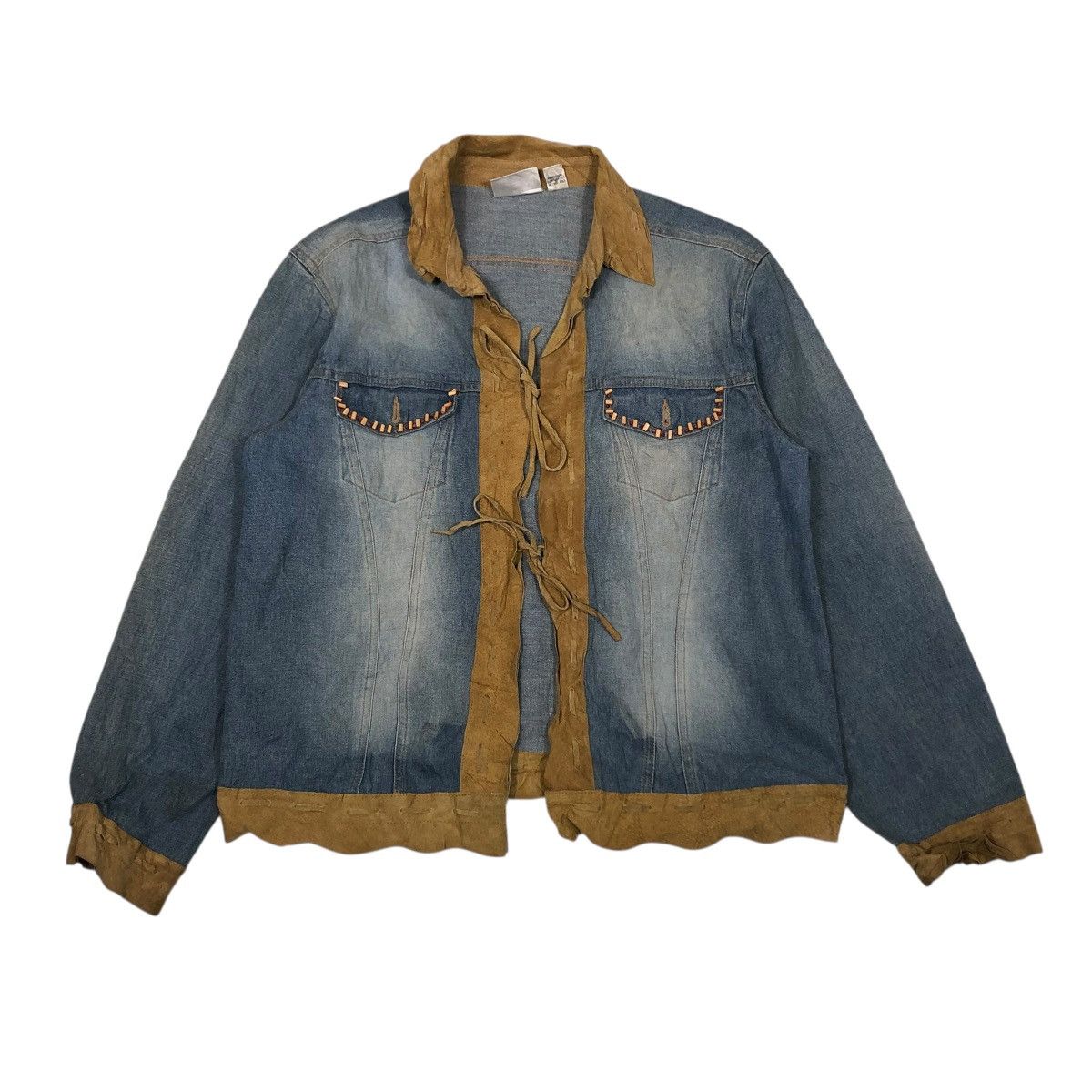 Japanese Brand 🔥VINTAGE DENIM BIKER JACKET LEATHER COLLAR CHICO’s KAPITAL Size US M / EU 48-50 / 2 - 1 Thumbnail