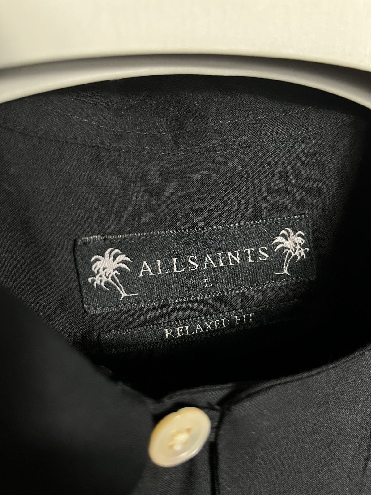 Allsaints Allsaints Burman Camp Shirt Mens Black Viscose Short Sleeve Size US L / EU 52-54 / 3 - 4 Thumbnail