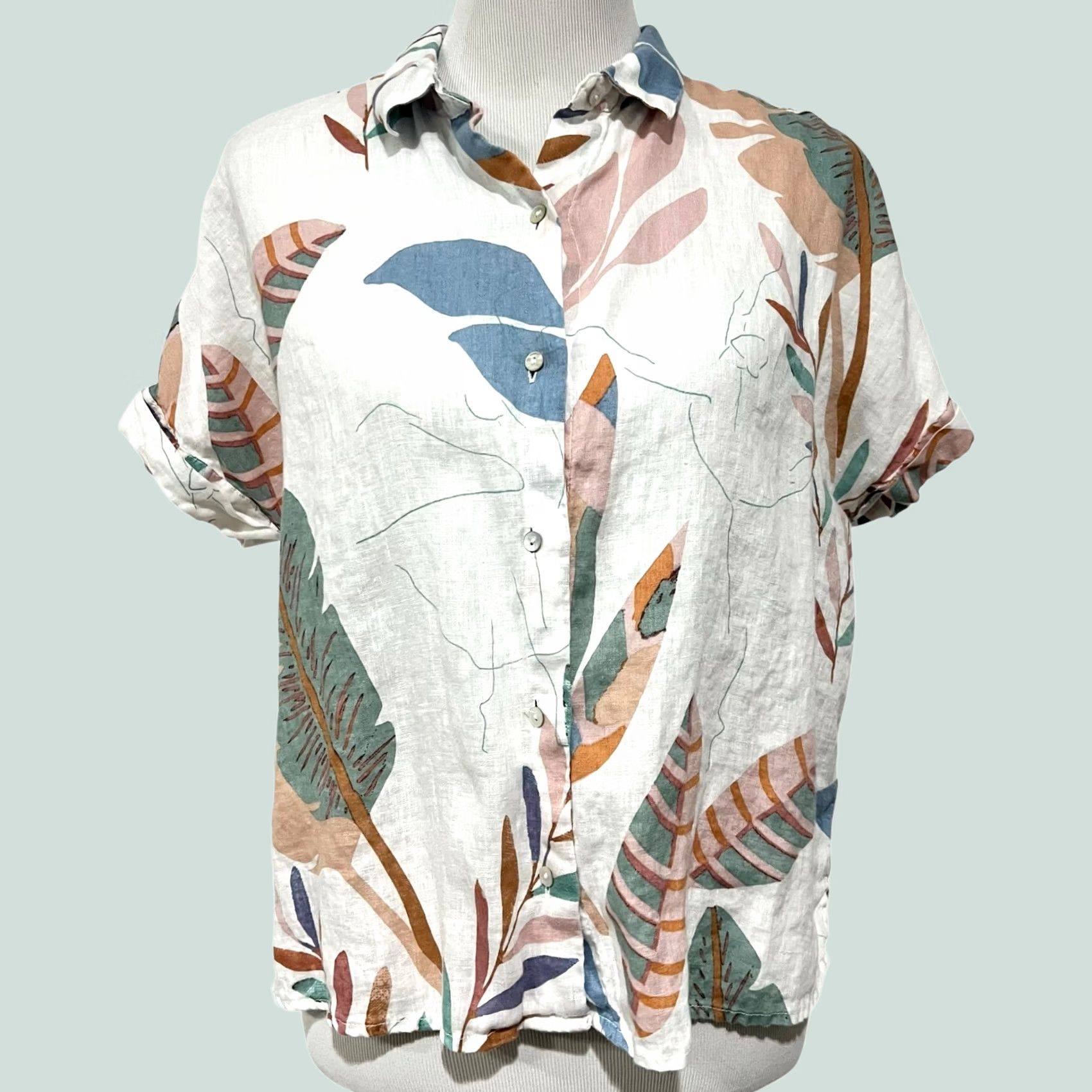 Cynthia Rowley VINTAGE Cynthia Rowley Tropical Print 100% Linen Button Up Top Women’s Sz L Shirt Women Tropical 90s Mens? Size M / US 6-8 / IT 42-44 - 1 Thumbnail