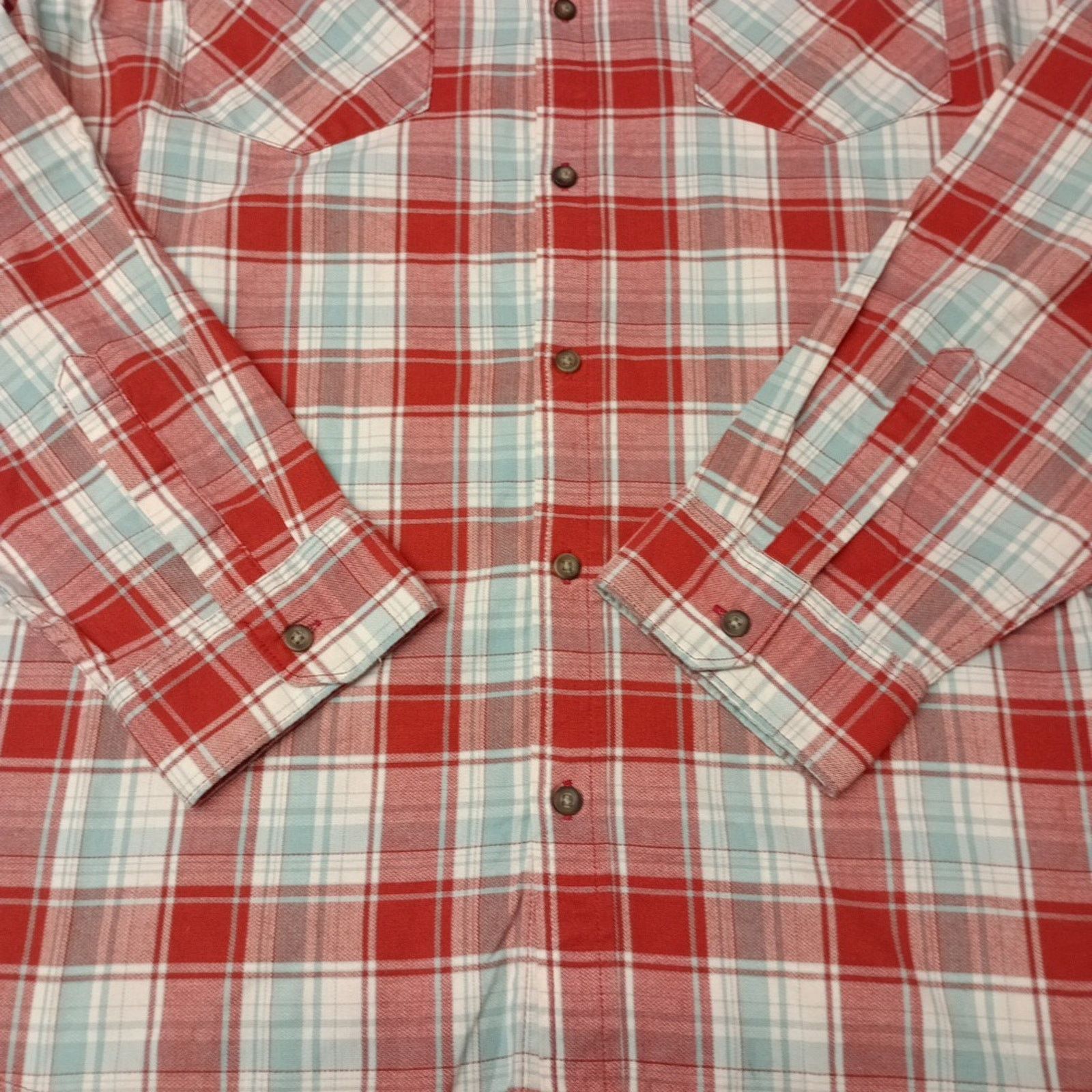 Wrangler Wrangler Cowboy Wash Shirt Men's Size 3XL Red Sky Blue Plaid Size US XXL / EU 58 / 5 - 2 Thumbnail