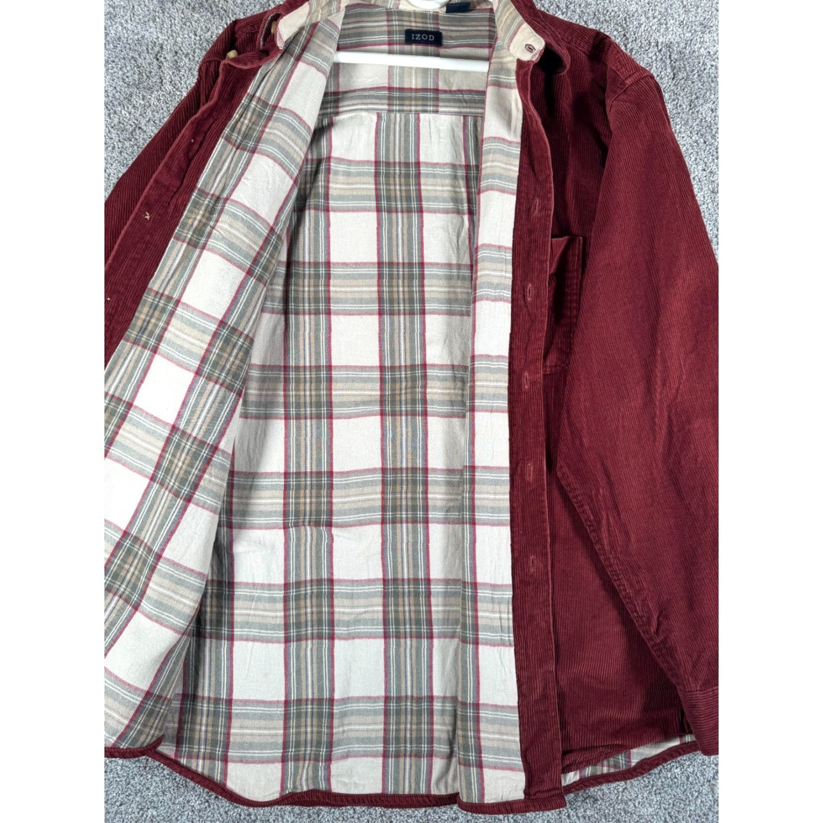 Izod VINTAGE IZOD Heavy Button Down Corduroy Shirt Mens XL Flannel Lined 90s Rustic Casual Casual Mens XL Red Corduroy Button Up Shirt Size US XL / EU 56 / 4 - 3 Thumbnail
