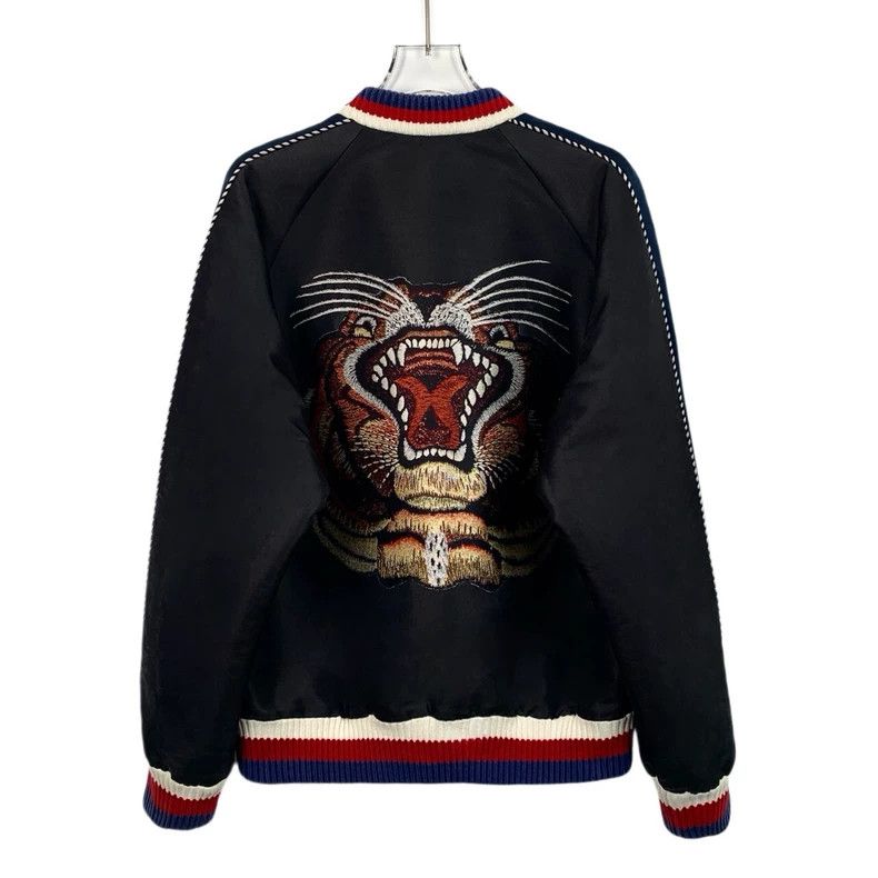 Gucci Gucci Black tiger embroidery mulberry silk zipper long-slee Size US M / EU 48-50 / 2 - 2 Thumbnail