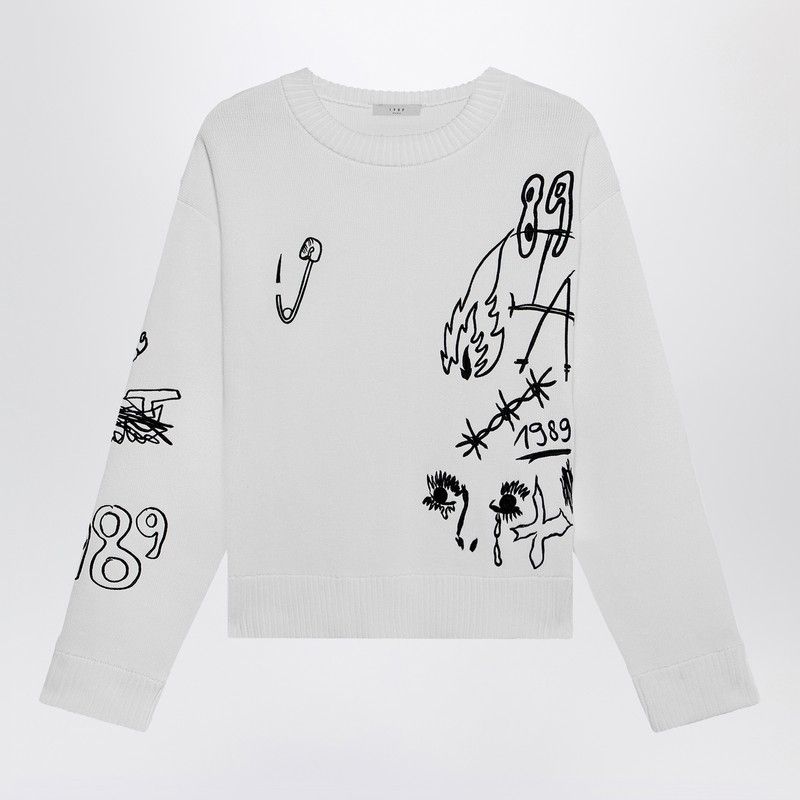 1989 STUDIO 1989 Studio Embroidery Crop Knit Round Neck White Size US S / EU 44-46 / 1 - 1 Thumbnail