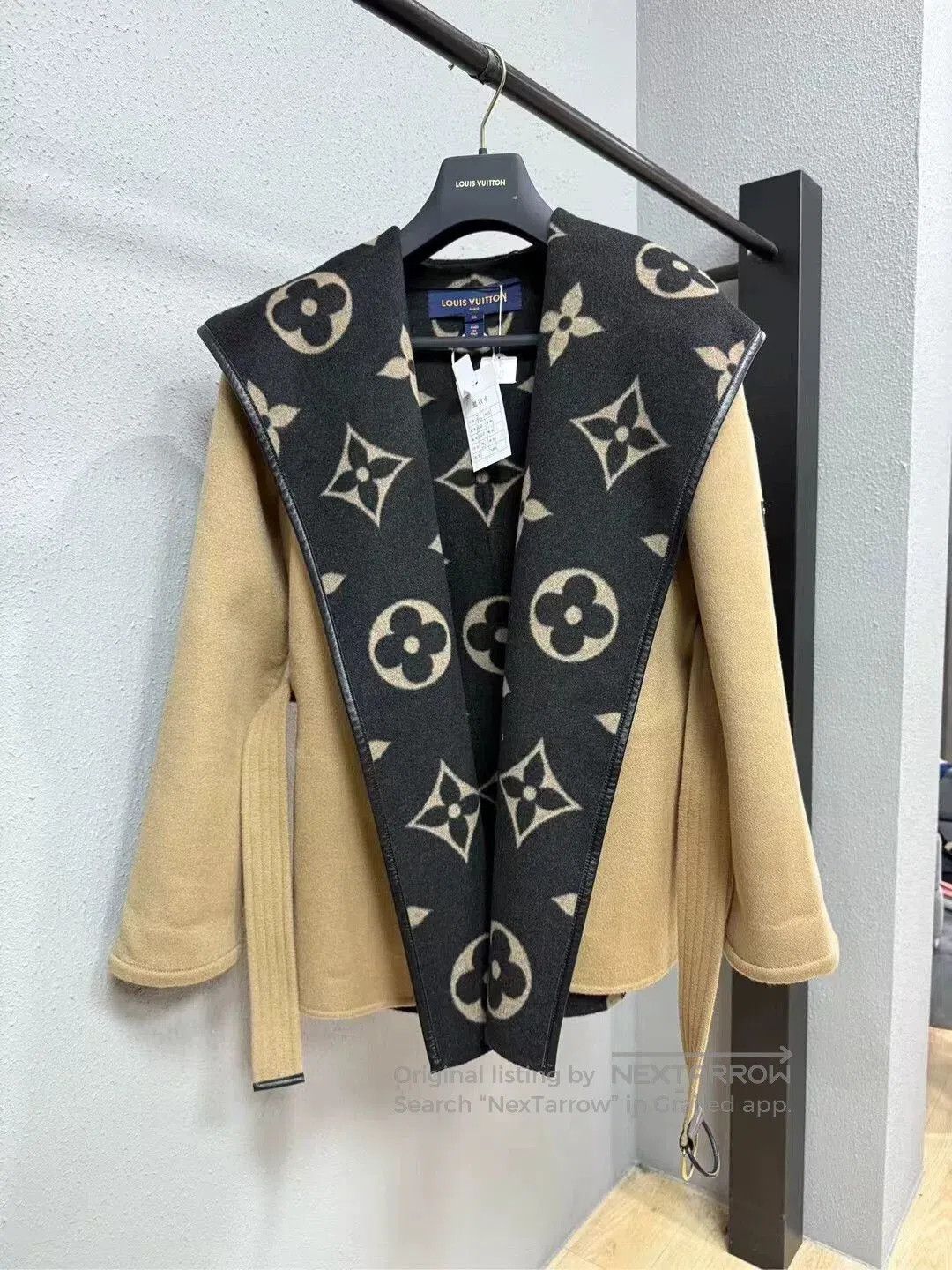 louis vuitton khaki monogram coat size 36.
