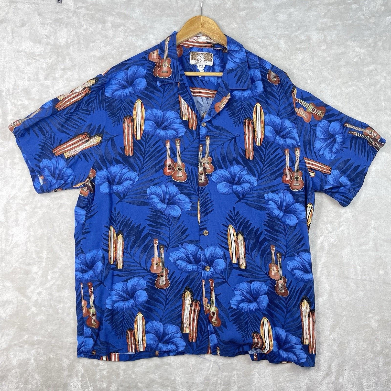 Kalaheo Vintage Kalaheo Hawaiian Shirt Mens XXL Hibiscus Guitar Size US XXL / EU 58 / 5 - 1 Thumbnail