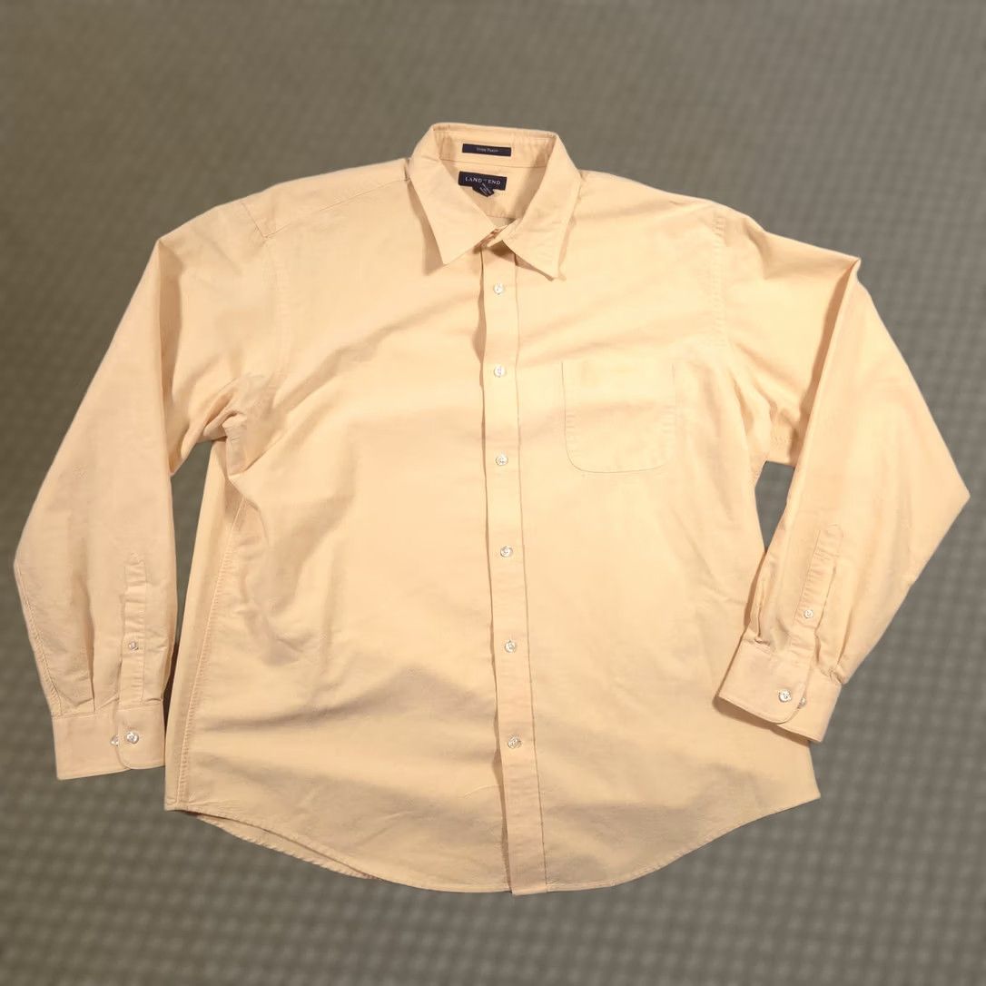 Lands' End VINTAGE Lands' End Hyde Park Shirt Mens XL Yellow Solid Button Front Long Sleeve Casual Size US XL / EU 56 / 4 - 1 Thumbnail