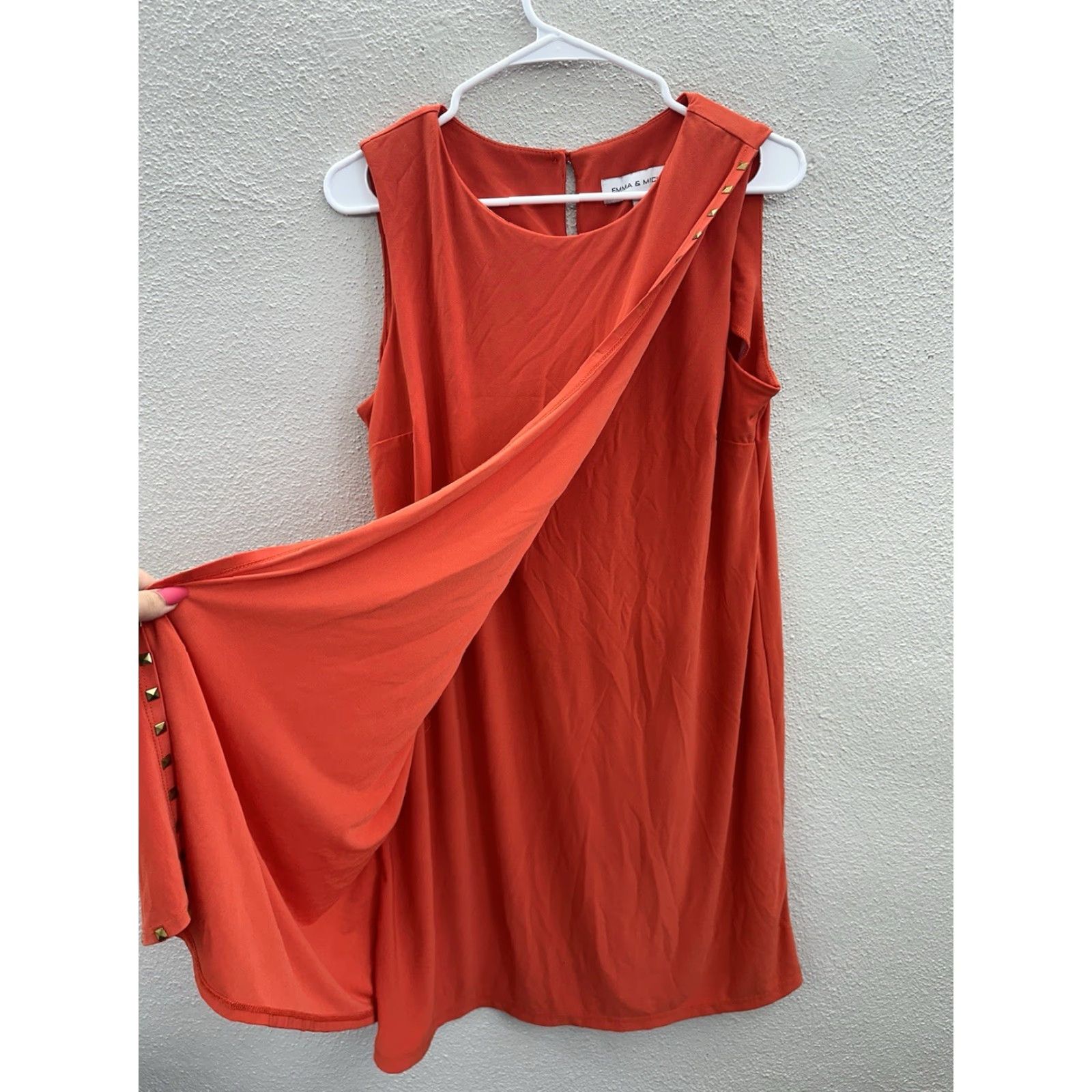 Vintage Emma & Michele Womens Dress Size Large Orange Midi Tank Dress Sleeveless Round Neck Casual Business Party/Cocktail Travel Workwear Size L / US 10 / IT 46 - 4 Thumbnail