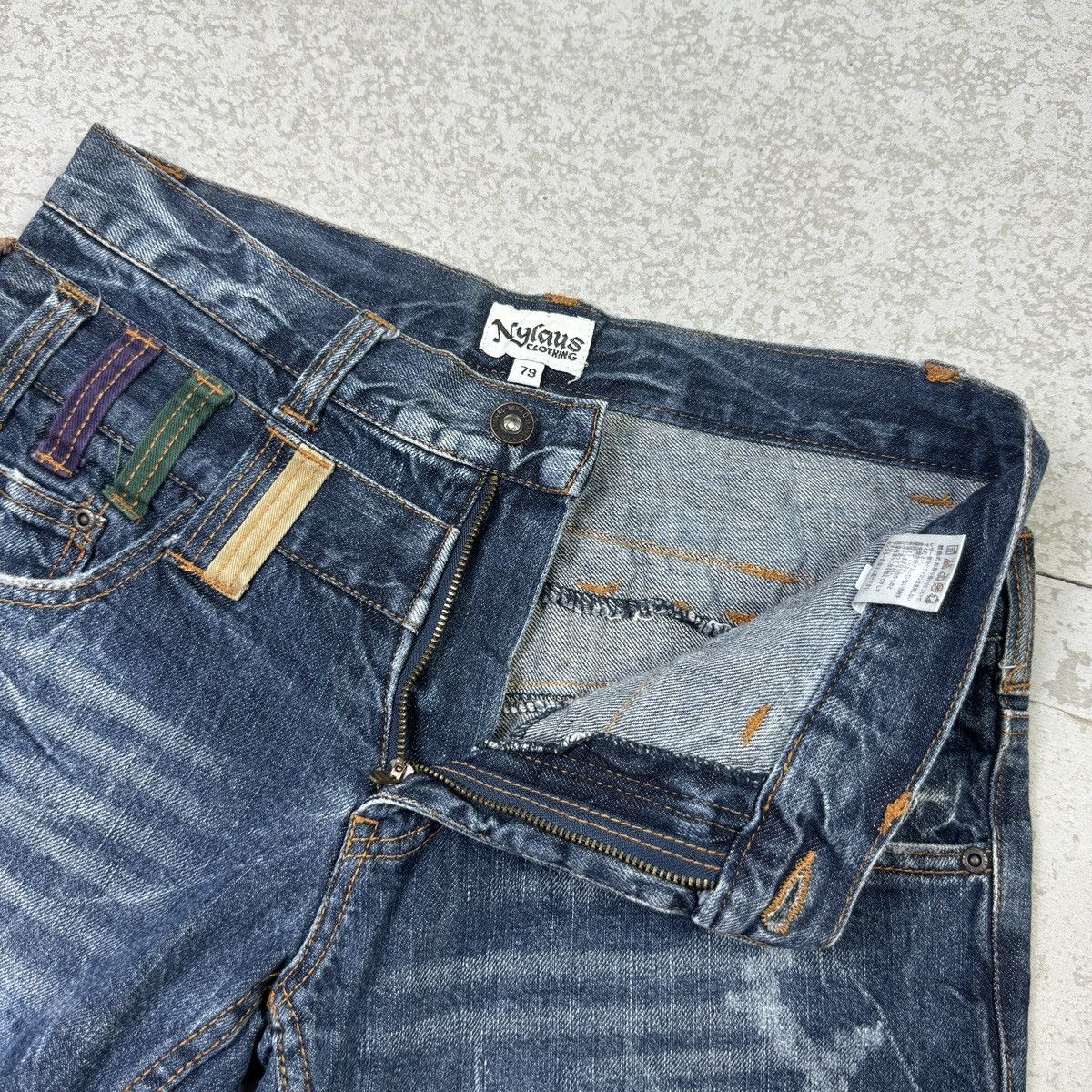 Japanese Brand Double Waist - 2000s Nylaus Crazy Jeans Size US 31 - 7 Thumbnail