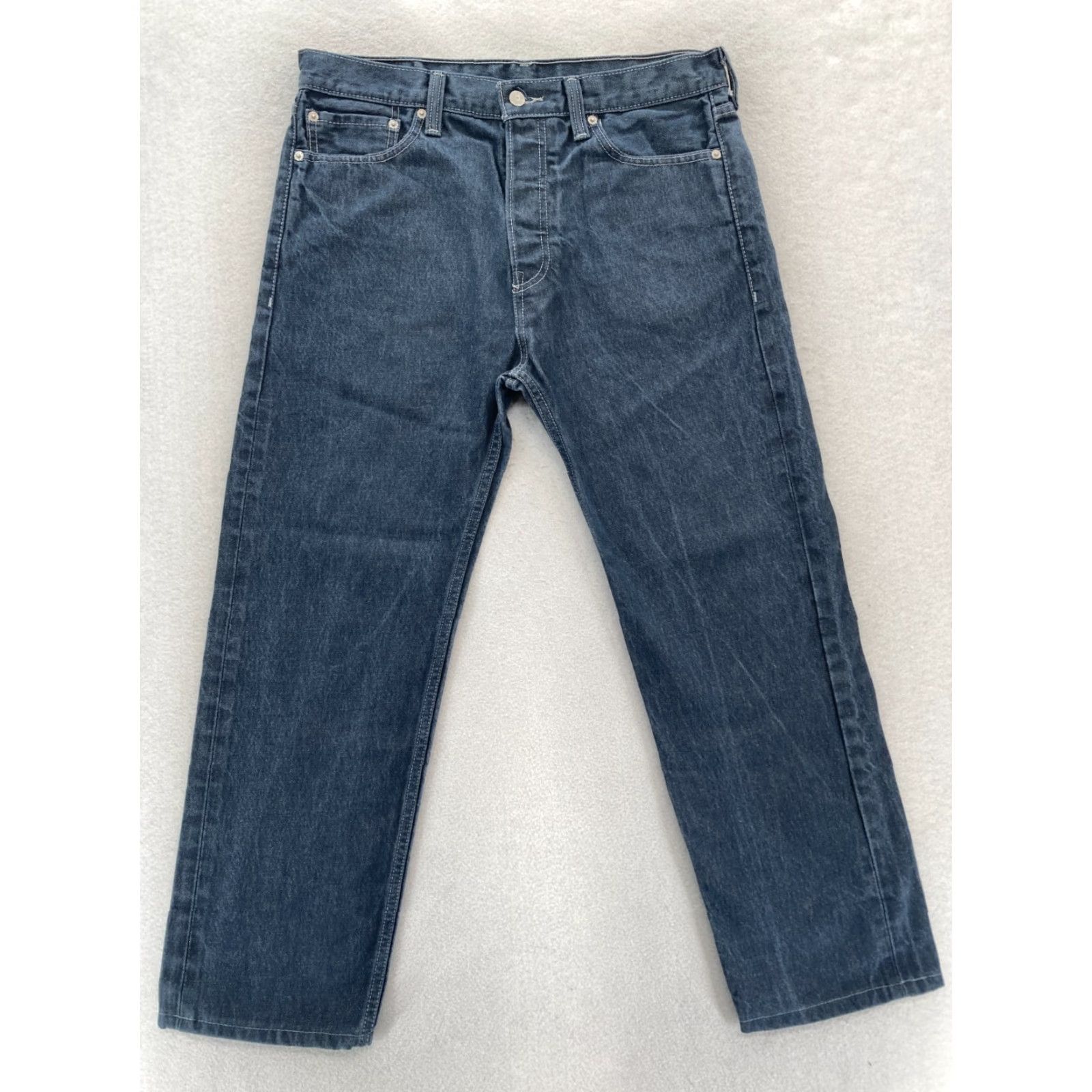 Levi's Levi's 562 Jeans Mens 33x27 Dark Wash Blue Denim Button Fly Straight 90s USA Cowboy Relaxed Fit Size US 33 - 2 Thumbnail