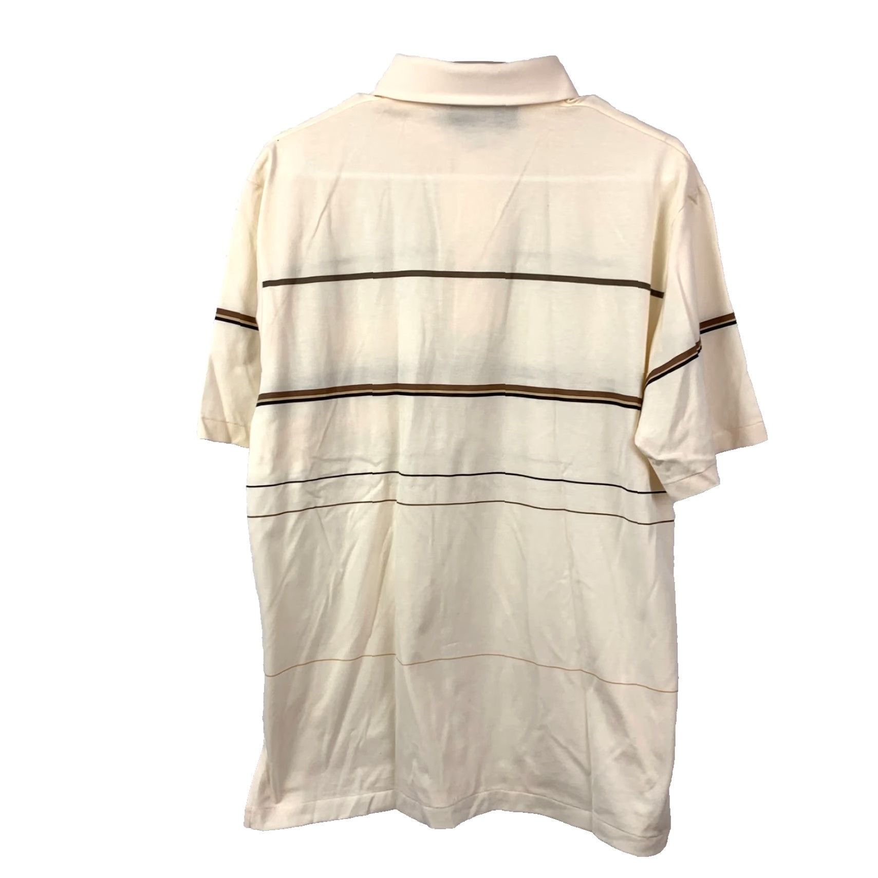 Vintage Vintage Robert Bruce Polo Shirt Ivory L 90s Preppy Cotton Stripe Short Sleeve Button-Down Collared Mens Golf Tennis Casual Activewear Size US L / EU 52-54 / 3 - 5 Thumbnail