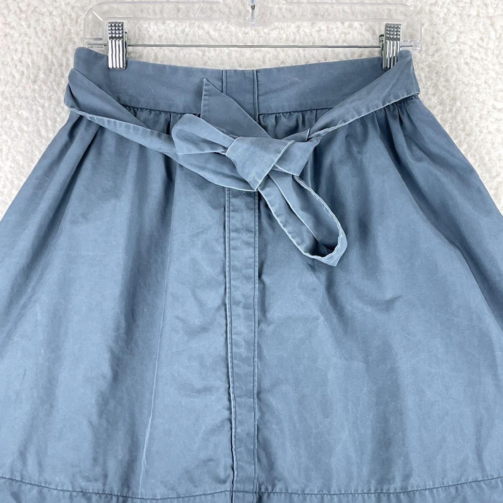 Loft LOFT Outlet Blue Lyocell A-Line Short Skirt Womens Tie Waist Pull On Size S Size 28" / US 6 / IT 42 - 2 Thumbnail