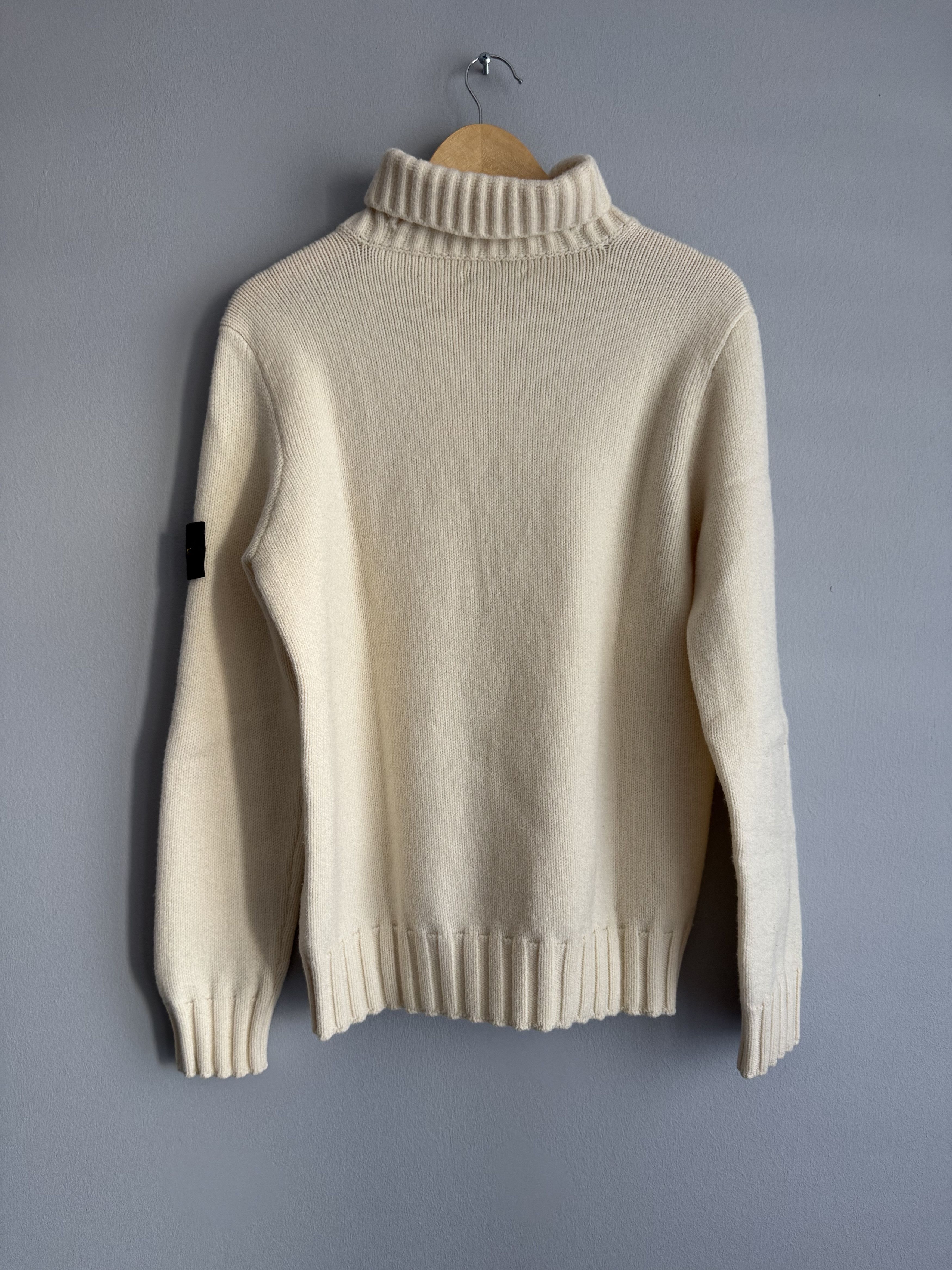 Stone Island Stone Island Wool Neck Knit Sweater Cream Made in ITALY Size US L / EU 52-54 / 3 - 6 Thumbnail