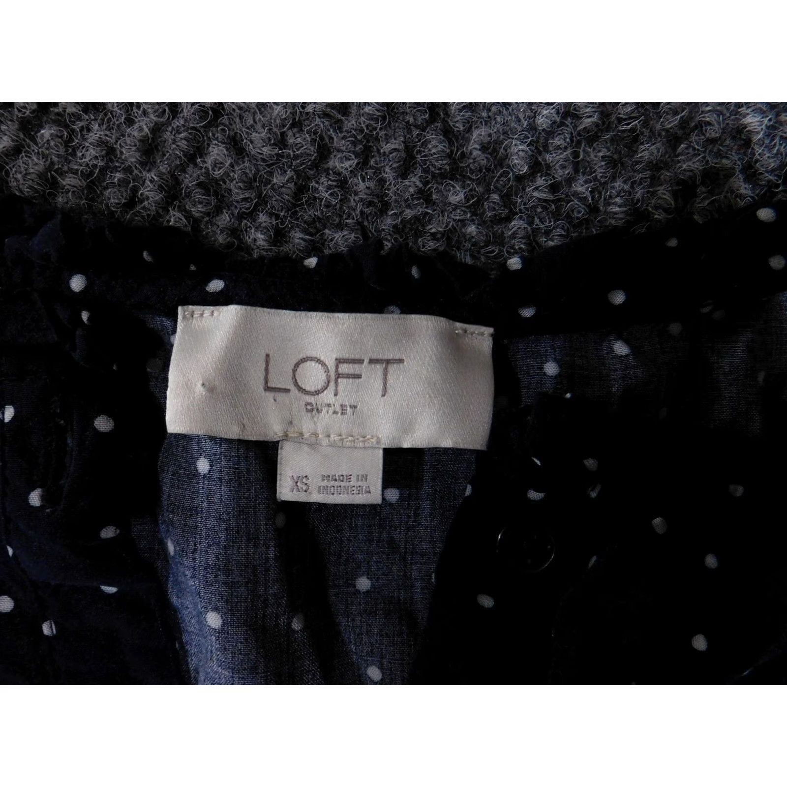 Loft LOFT Blouse Womens XS Blue Polka Dot 100% Cotton Henley Long Sleeve Basic Top Size XS / US 0-2 / IT 36-38 - 5 Thumbnail