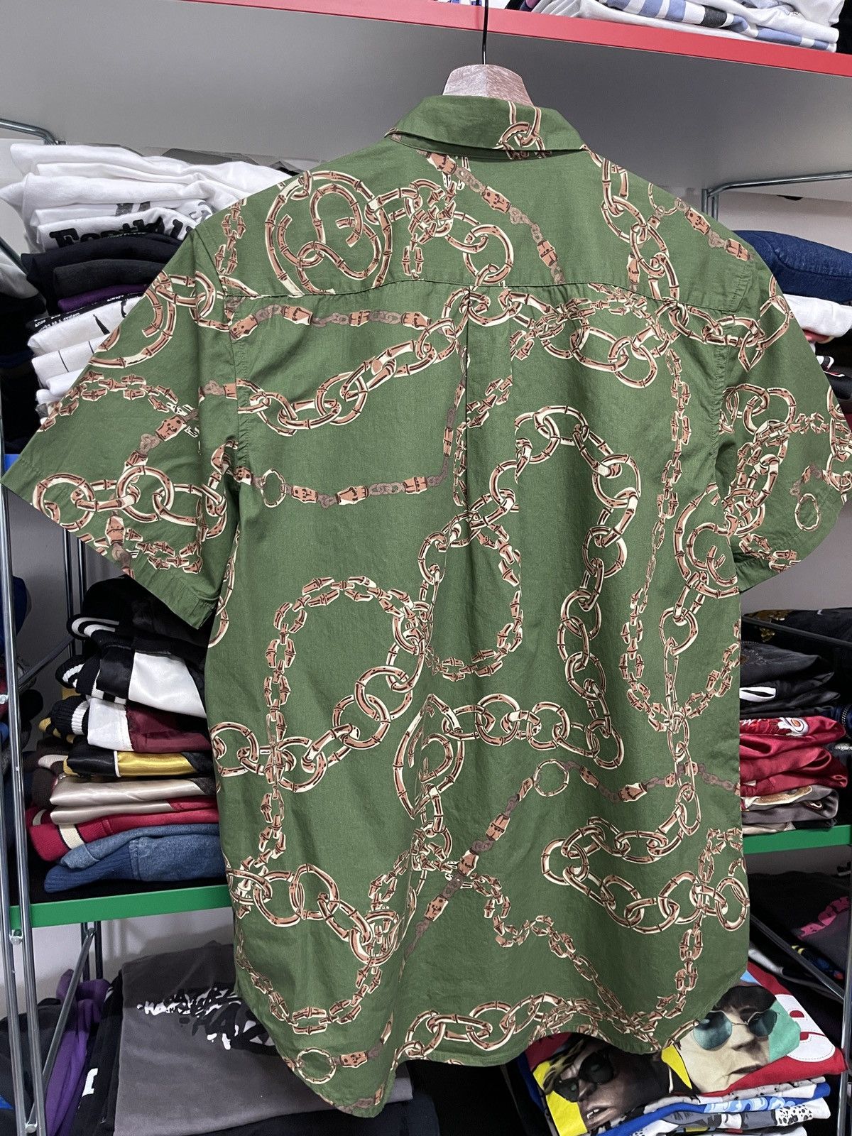 Stussy Stussy bamboo chain baroque logo shirt olive green Size US L / EU 52-54 / 3 - 6 Thumbnail