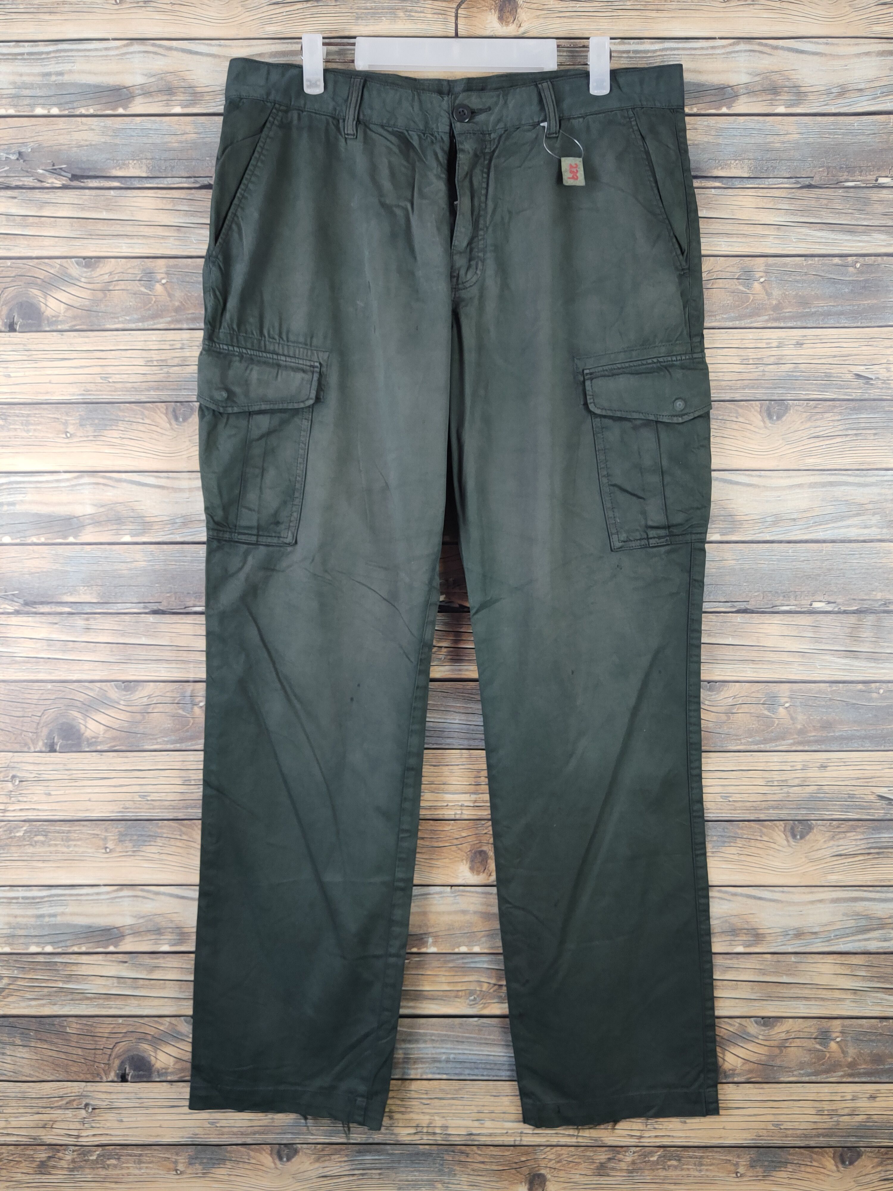 Japanese Brand DLL Uniqlo Green Multipocket Tactical Cargo Pants #239 Size US 35 - 1 Thumbnail