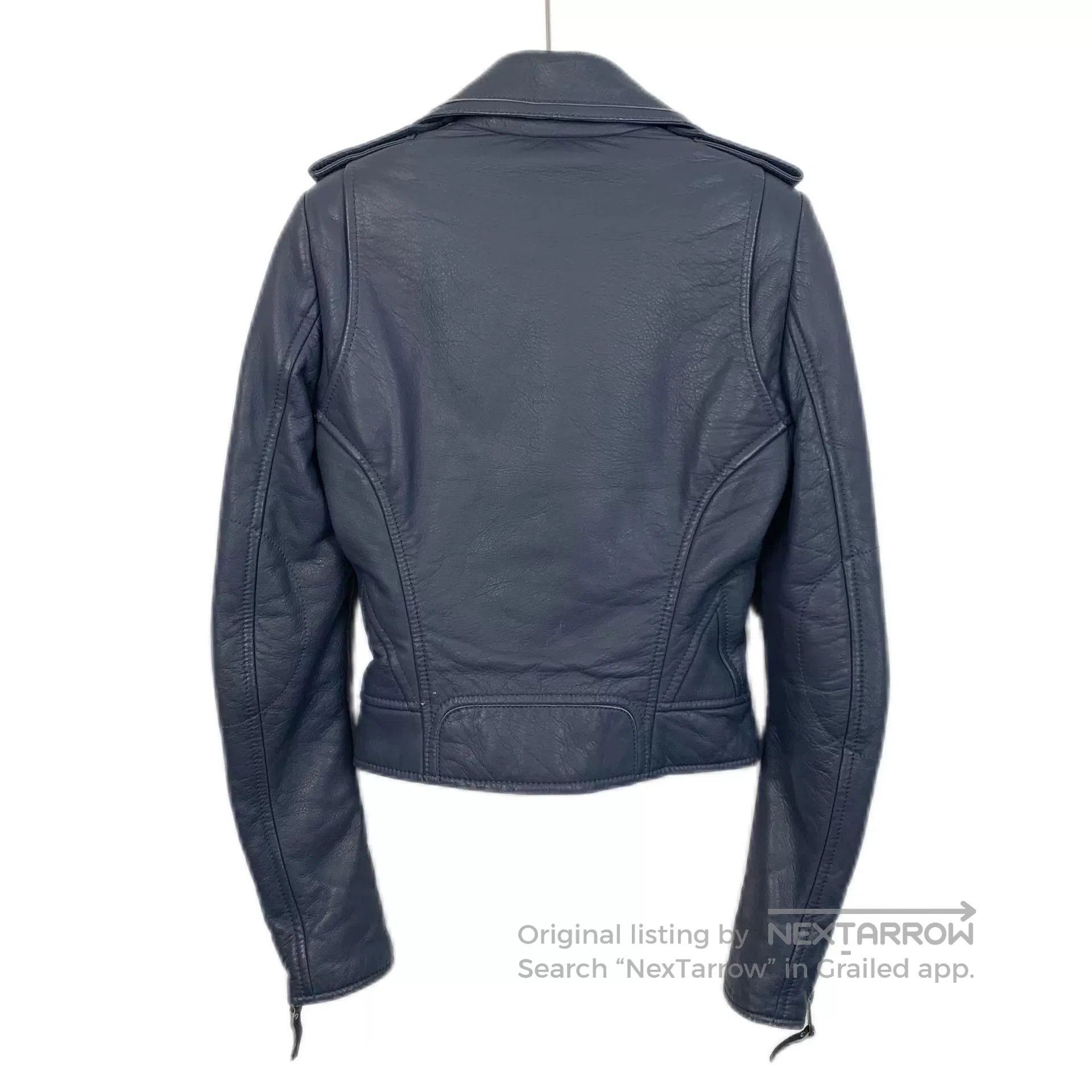 Balenciaga Balenciaga Blue Leather Motorcycle Jacket. Size XXS / US 00 / IT 34 - 2 Thumbnail
