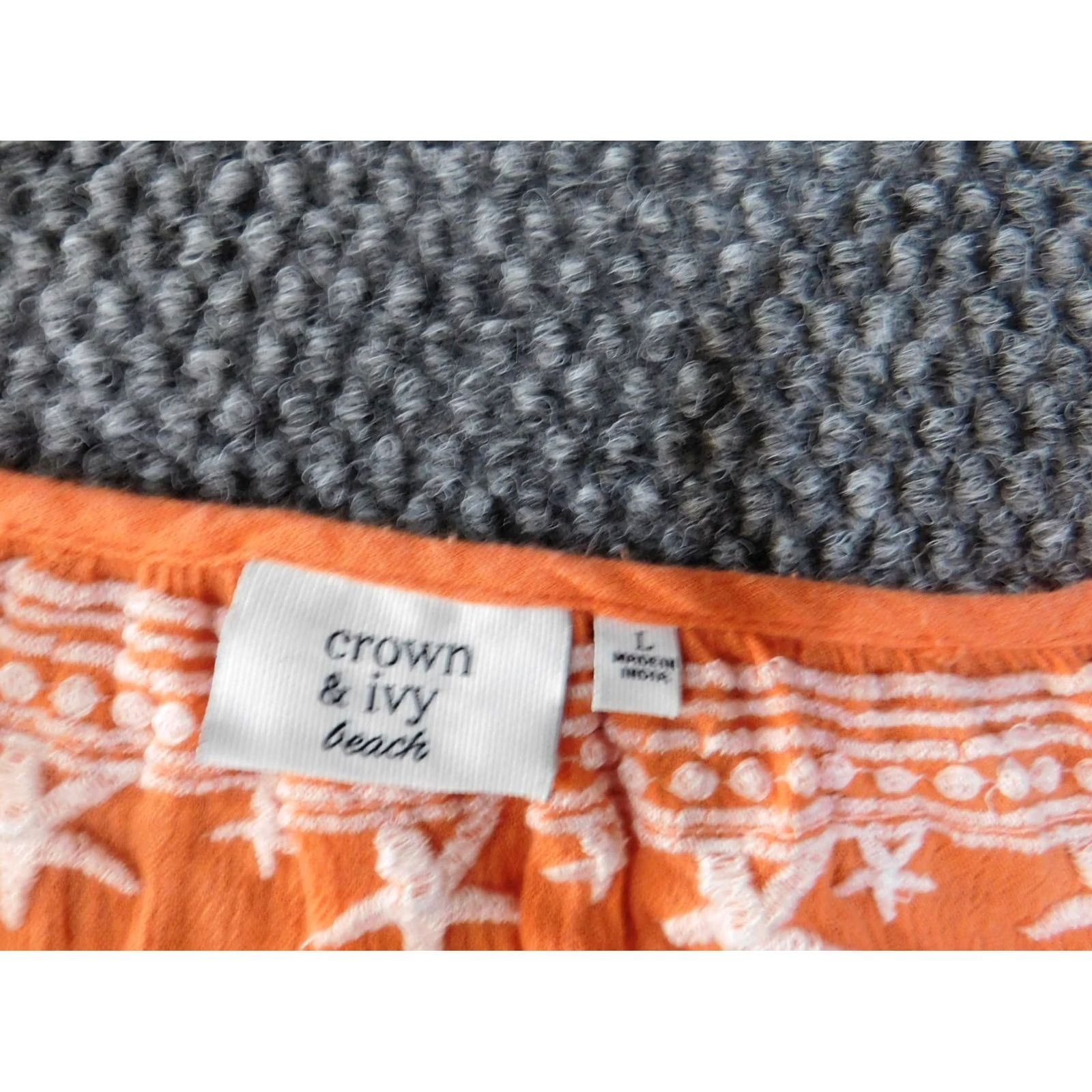 Vintage Crown & Ivy Blouse Shirt Women L Orange Solid Collared Pullover Cotton Rayon Long Sleeve Basic Casual Stretch Classic Size L / US 10 / IT 46 - 5 Thumbnail