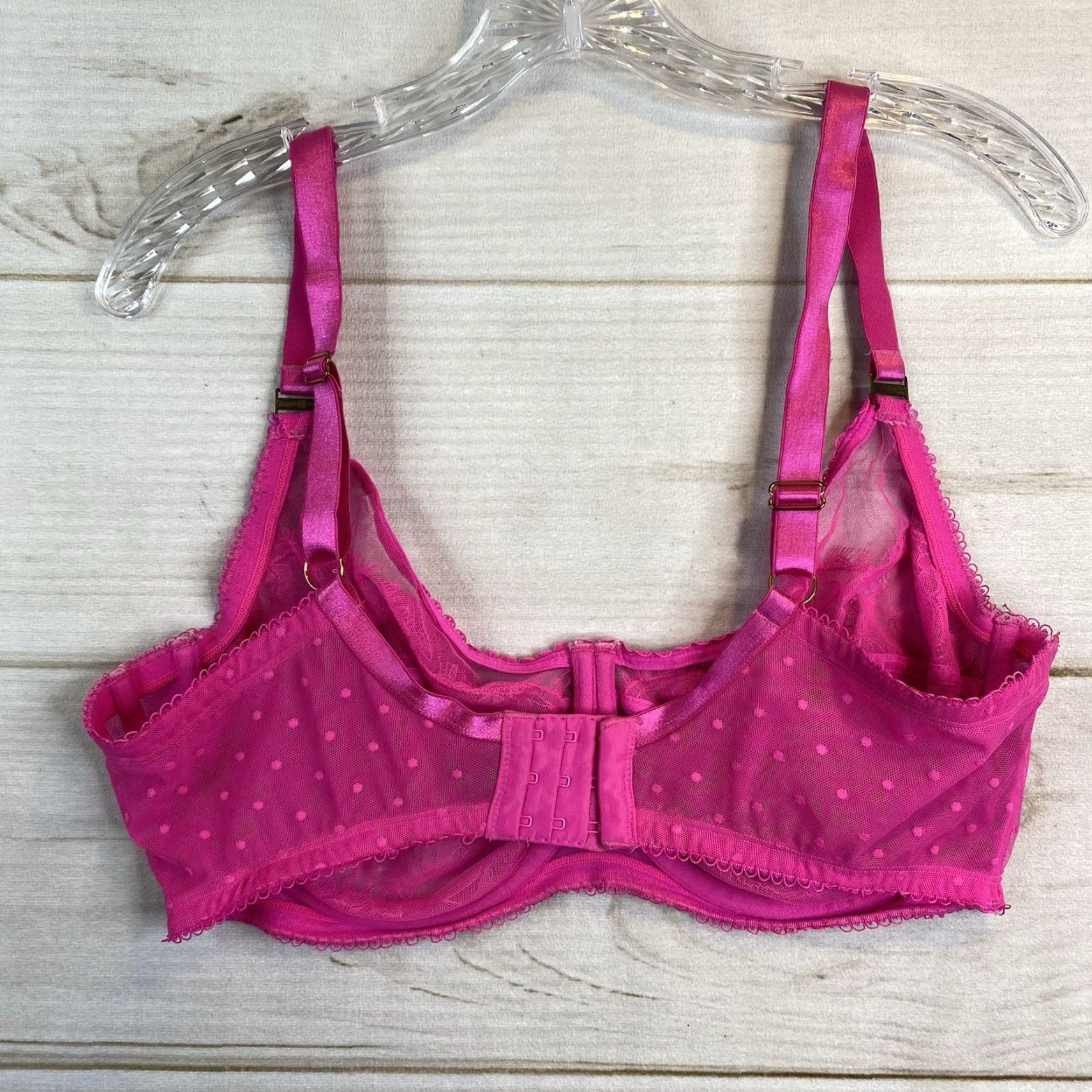 Pinko Smart&Sexy Bra Womens 38DDD Pink Lace Underwire Back Closure Demi Size ONE SIZE - 6 Thumbnail