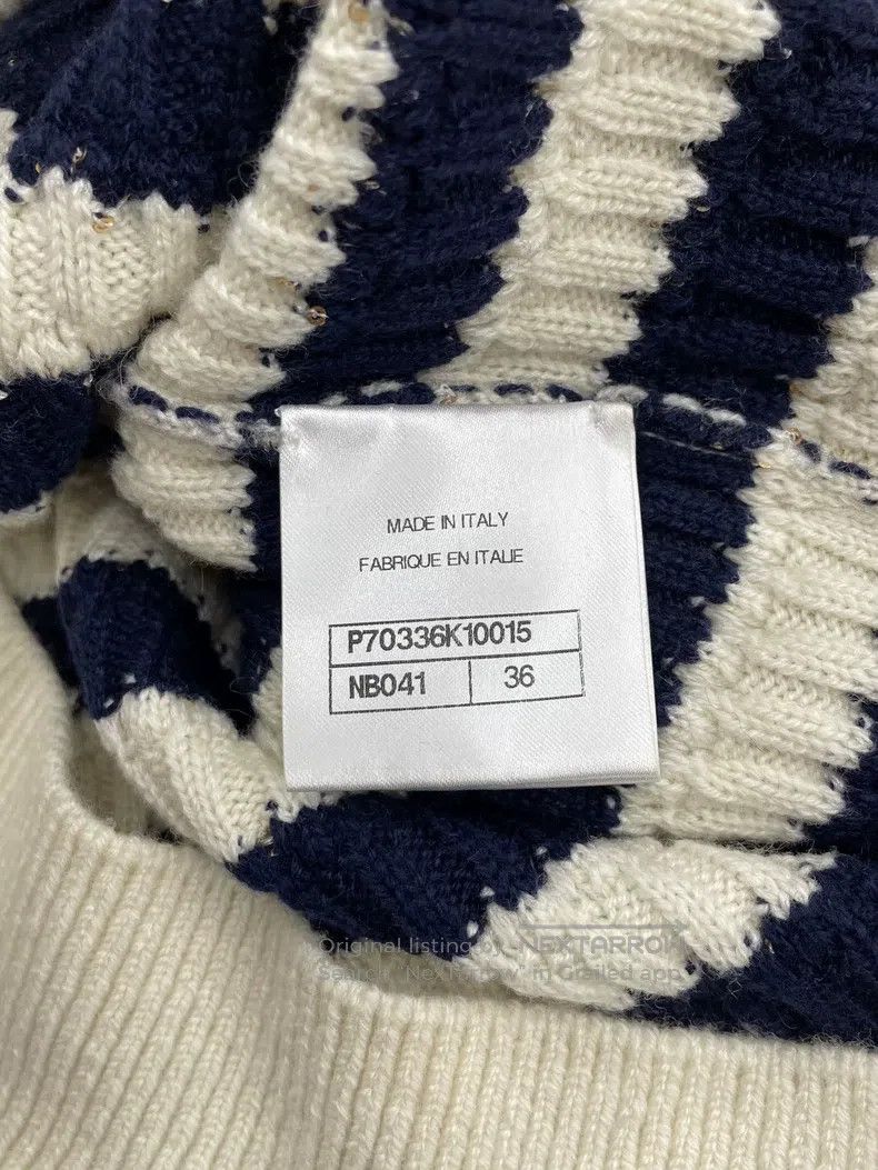 Chanel Chanel Blue and white sequin striped sweater long sleeves Size XS / US 0-2 / IT 36-38 - 5 Thumbnail