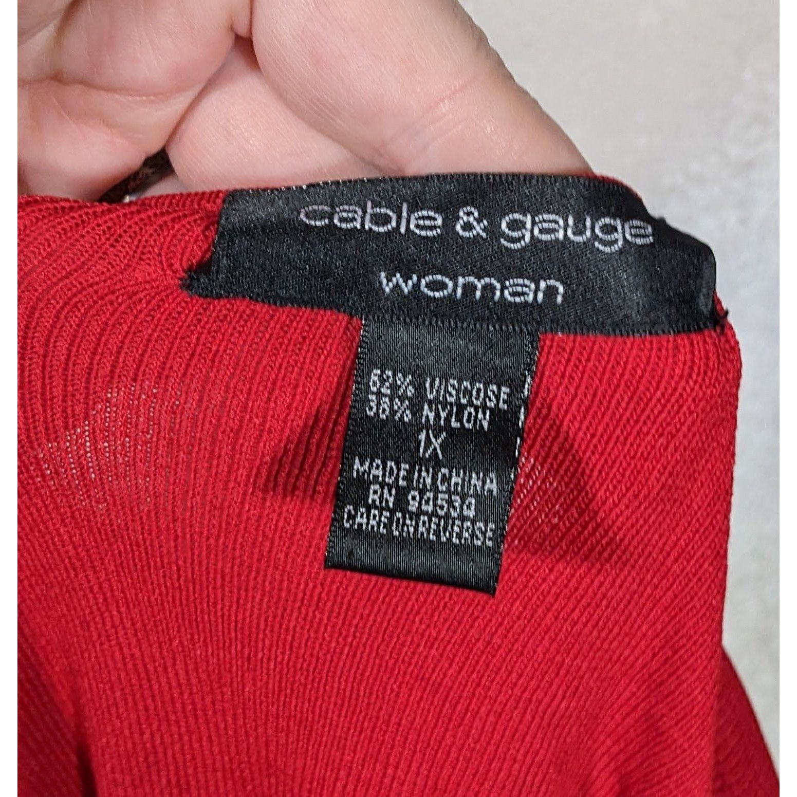 Other Cable & Gauge Red Long Sleeve Top With Woven Cutout Size XL / US 12-14 / IT 48-50 - 3 Thumbnail
