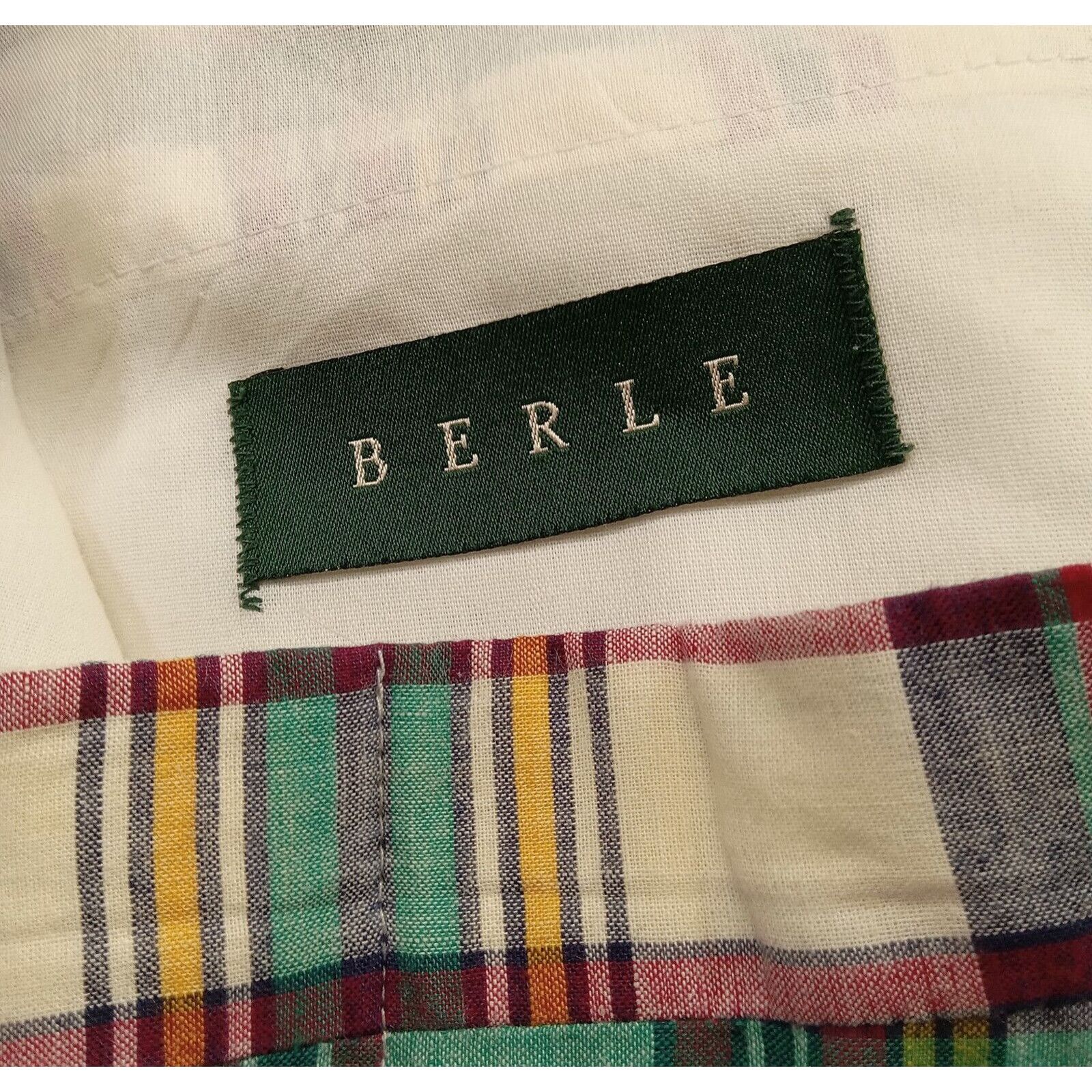 Berle Berle Shorts 36 Men's Bermuda Baggy Green Plaid Lightweight Size US 36 / EU 52 - 4 Thumbnail