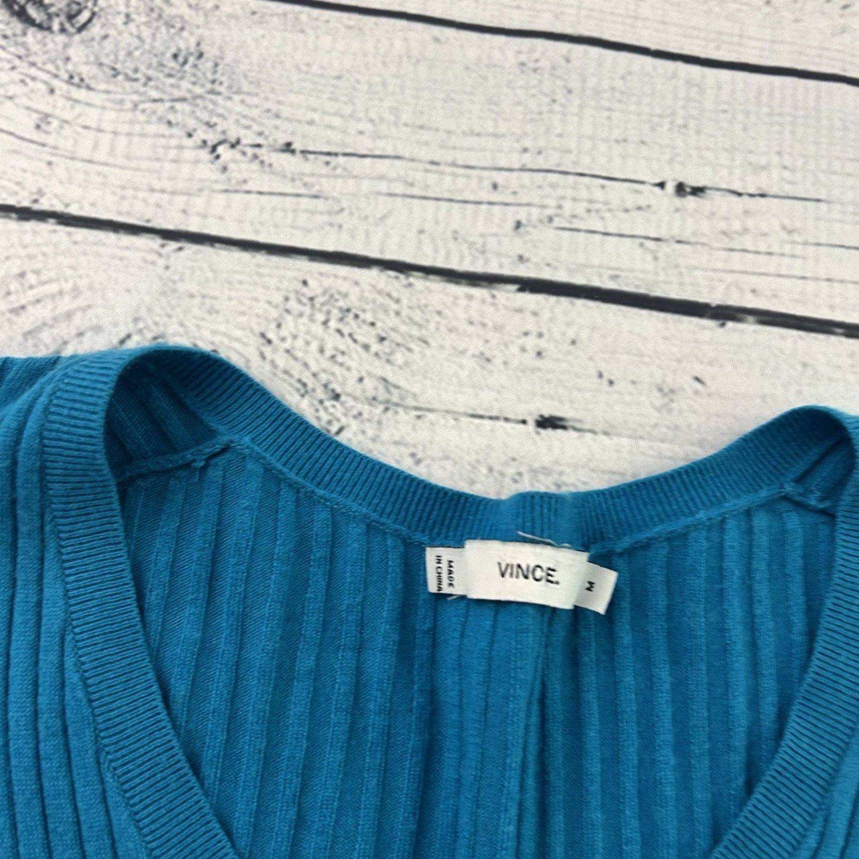 Vince VINCE Cashmere Blend Long Sleeve V Neck Ribbed Sweater Top Women's Medium Blue Size M / US 6-8 / IT 42-44 - 2 Thumbnail