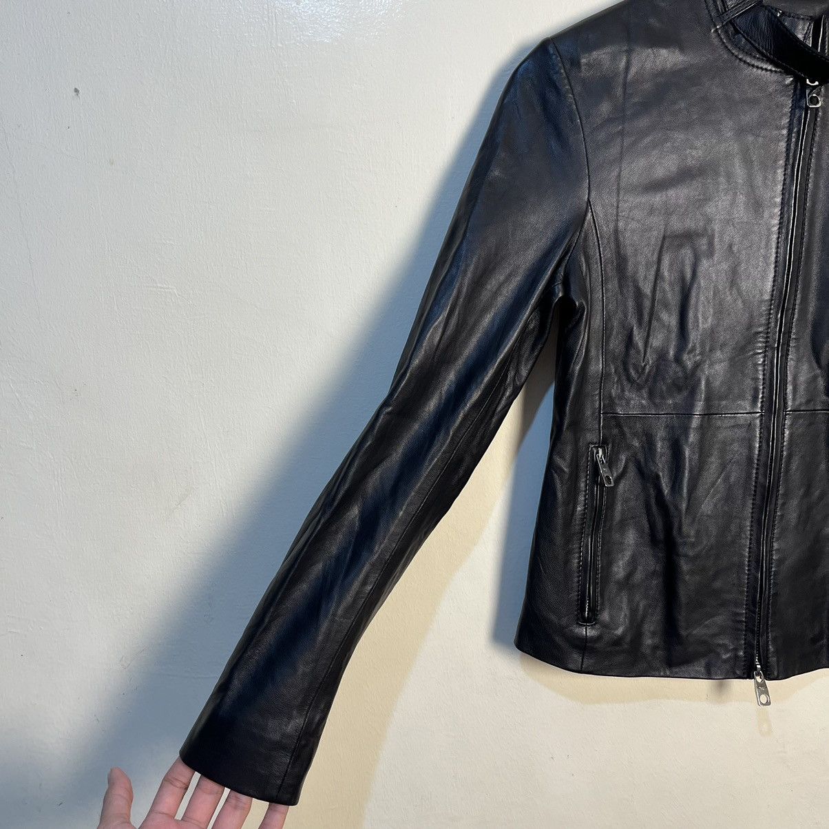 Emporio Armani Emporio Armani Women's Biker Leather Jacket Size XS / US 0-2 / IT 36-38 - 5 Thumbnail