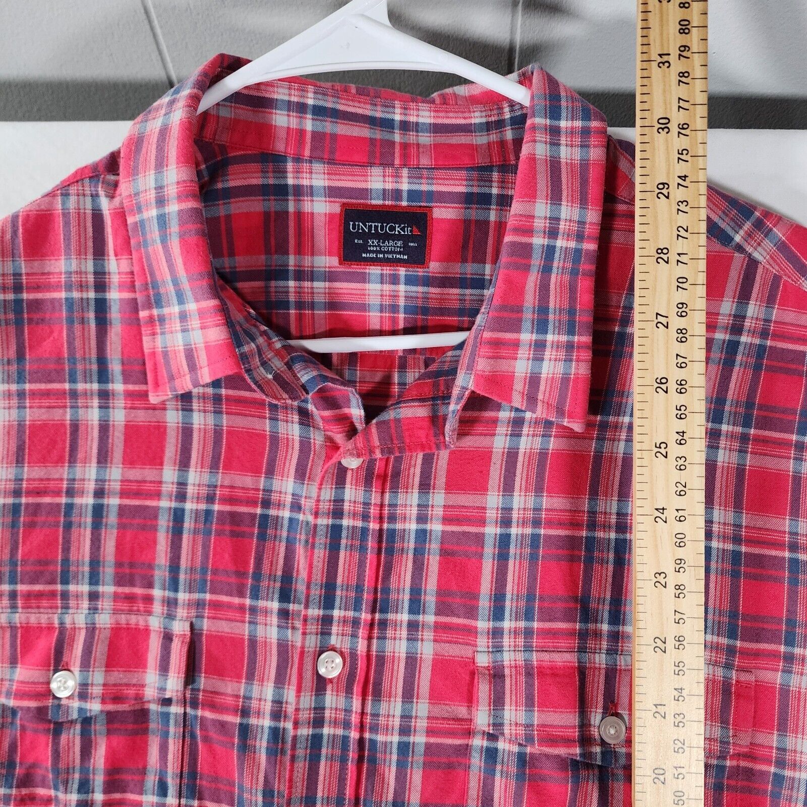 UNTUCKit UNTUCKit Shirt Blue/Red Plaid Mens 2XL XXL 100% Cotton EUC Size US XXL / EU 58 / 5 - 7 Thumbnail