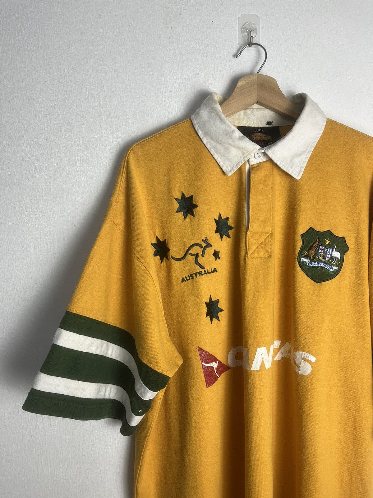 Canterbury of New Zealand Wallabies Australia Rugby Vintage Jersey Qantas Short Sleeve Size US XXL / EU 58 / 5 - 2 Thumbnail