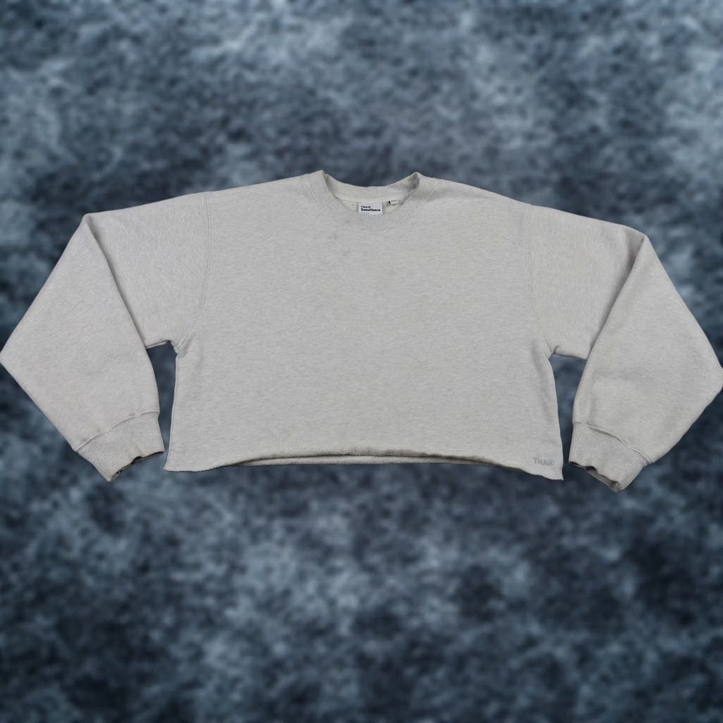 TNA TNA Sweatfleece Cozy Fleece Cropped Hem Crewneck Sweatshirt Womens M Gray Size M / US 6-8 / IT 42-44 - 1 Thumbnail