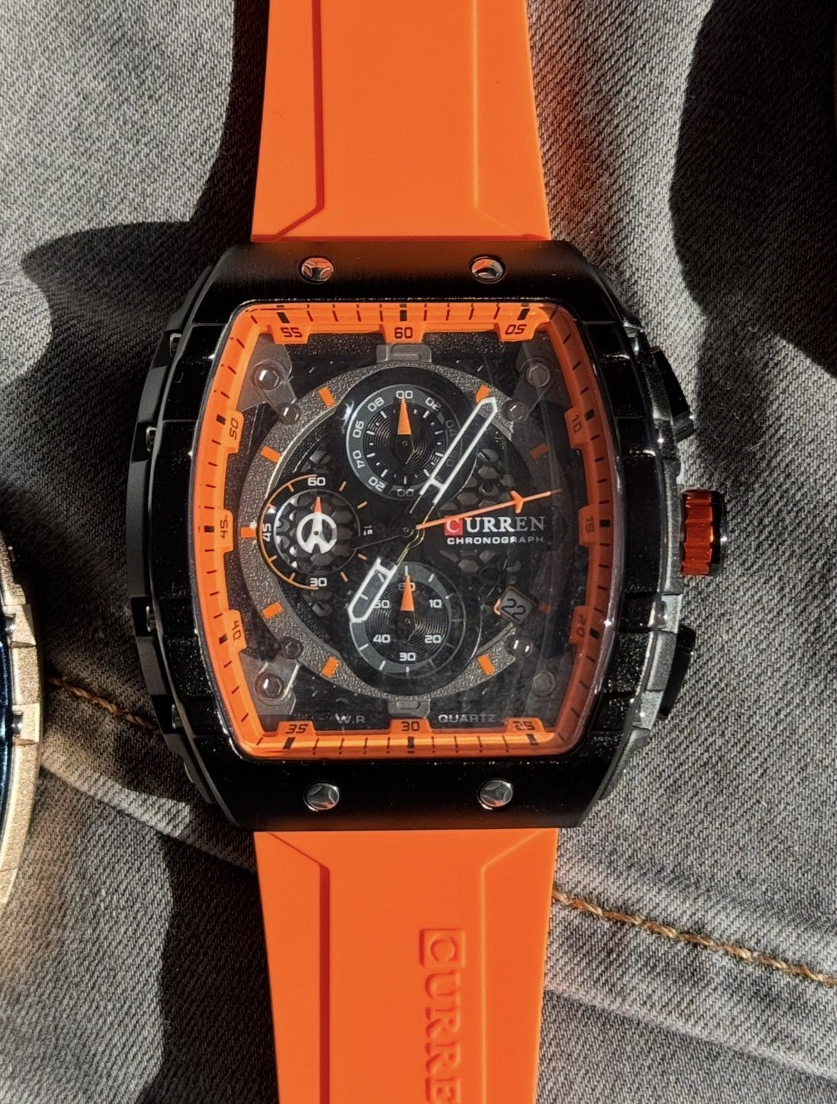 Curren Chronograph Orange Men's Sport Wristwatch Quartz Brand New Size ONE SIZE - 3 Thumbnail