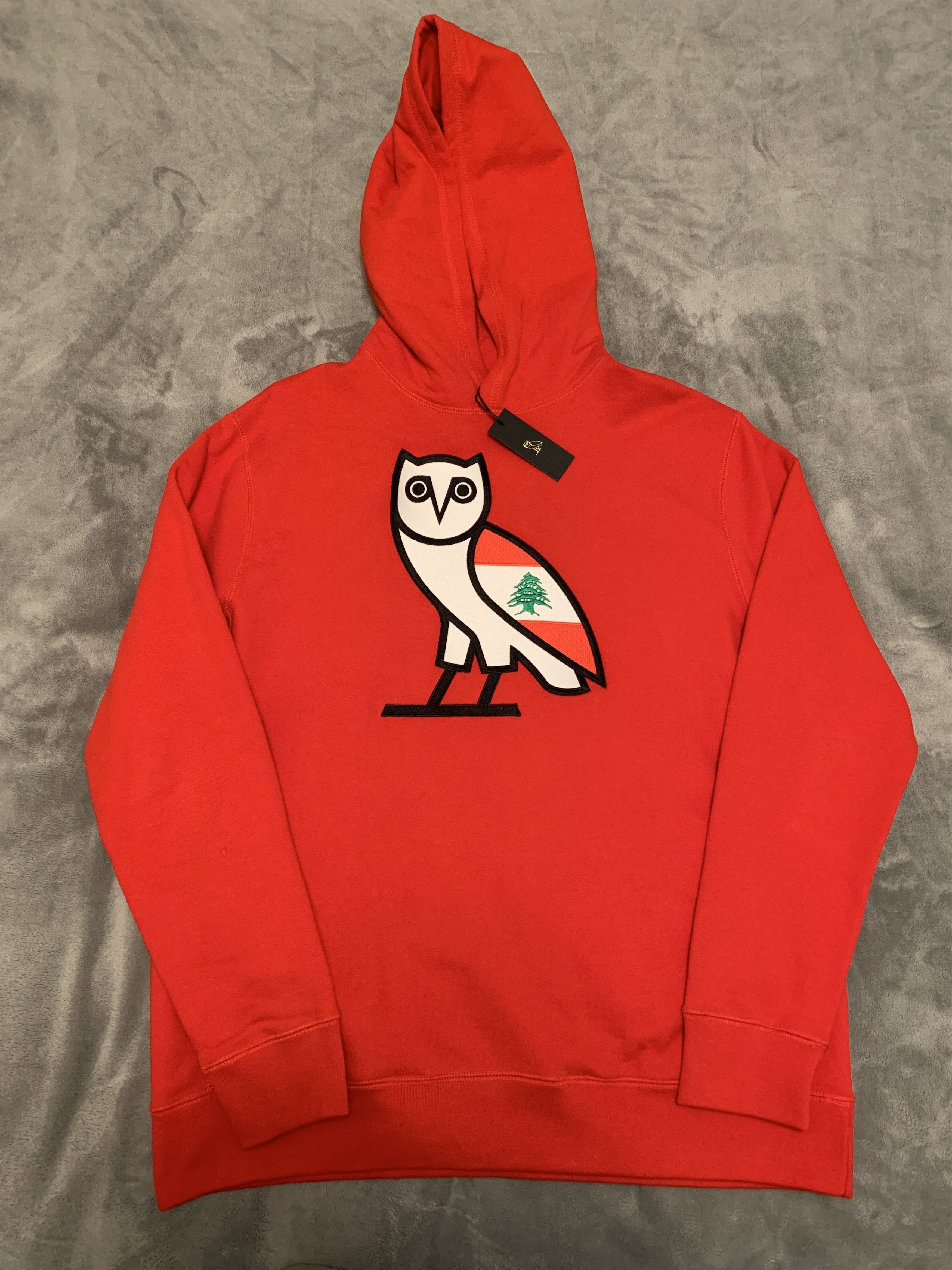 image of Drake x Octobers Very Own Ovo Cedar Of Lebanon OG Owl Hoodie in Red, Men's (Size 2XL)