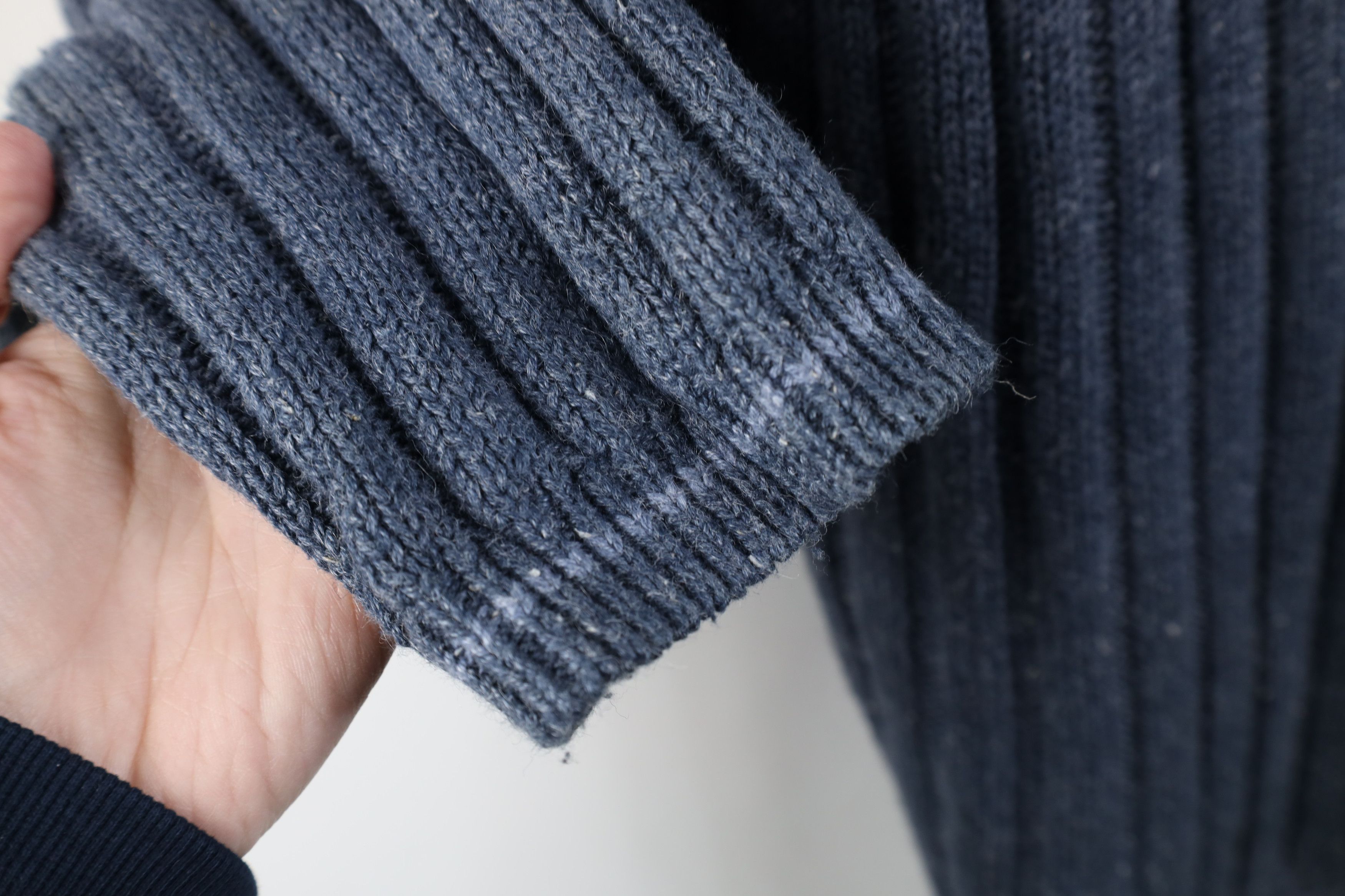 Vintage Vintage 90s Streetwear Ribbed Knit Henley Sweater Blue Size US M / EU 48-50 / 2 - 7 Thumbnail